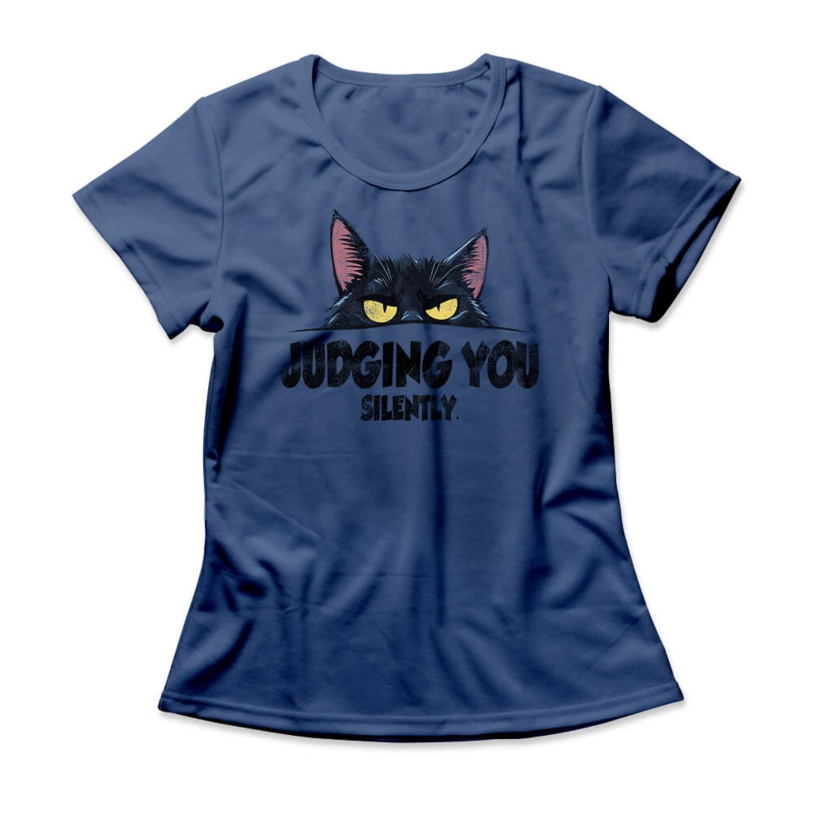 Camiseta Feminina Judging You Silently – Azul Genuíno – Casual – Studio Geek