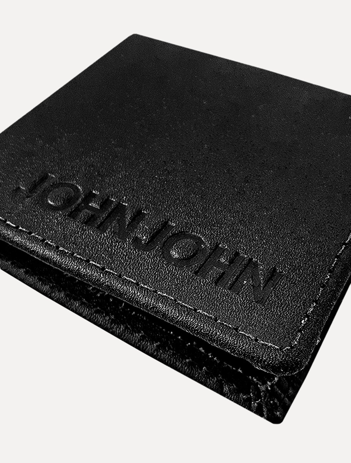 Vista 3 Carteira John John Masculina Couro Basic Down Logo Preta preto John John preto