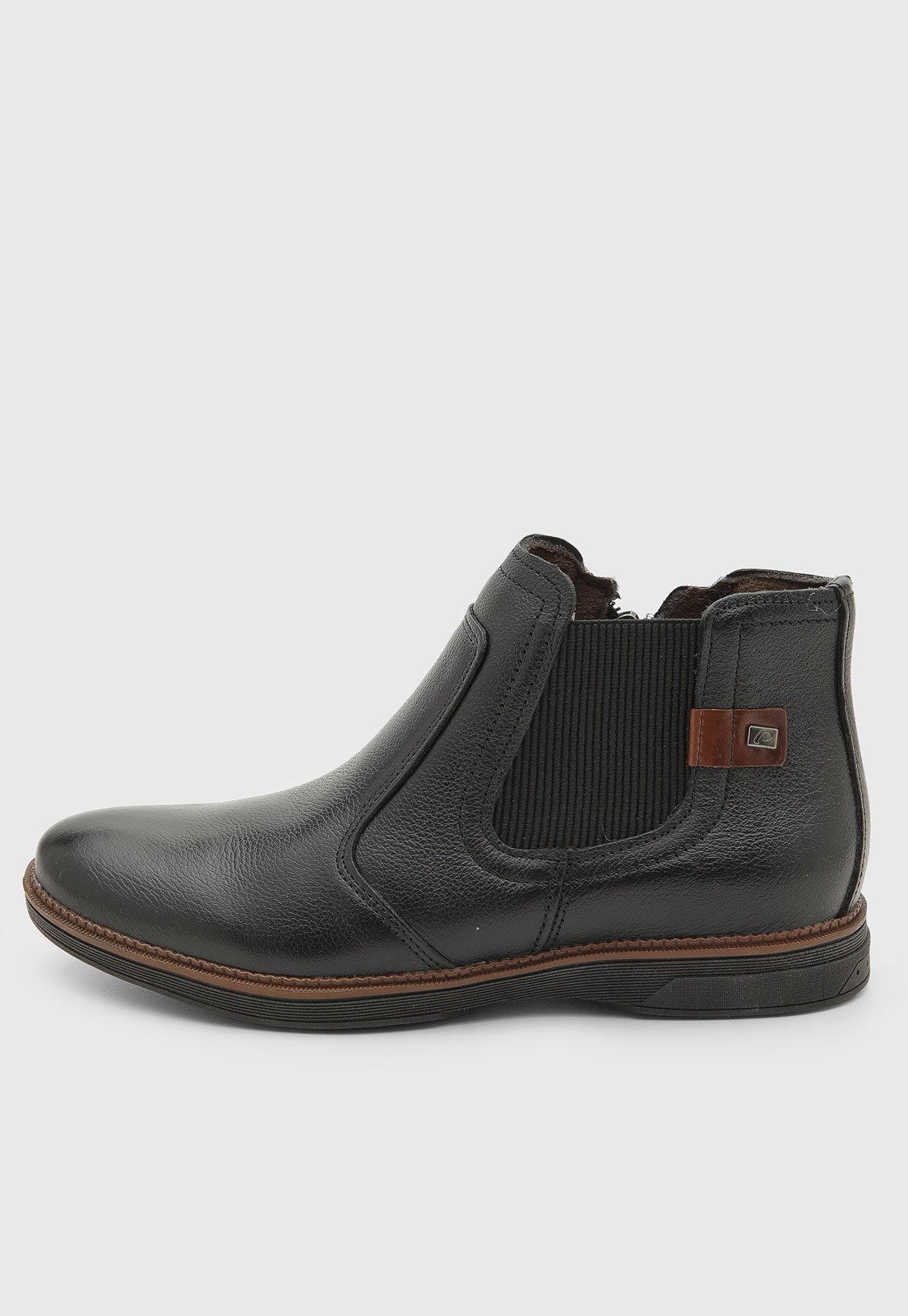 Bota Masculina Pegada Cano Curto Couro Preta