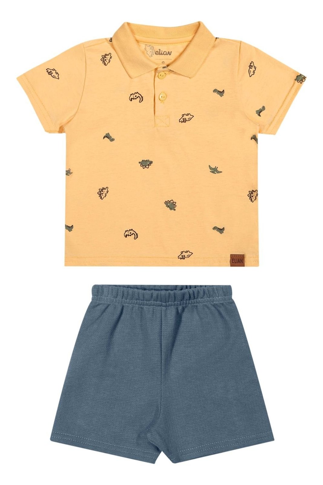 Infantil - Conjunto Polo Menino Dinossauros Elian Amarelo