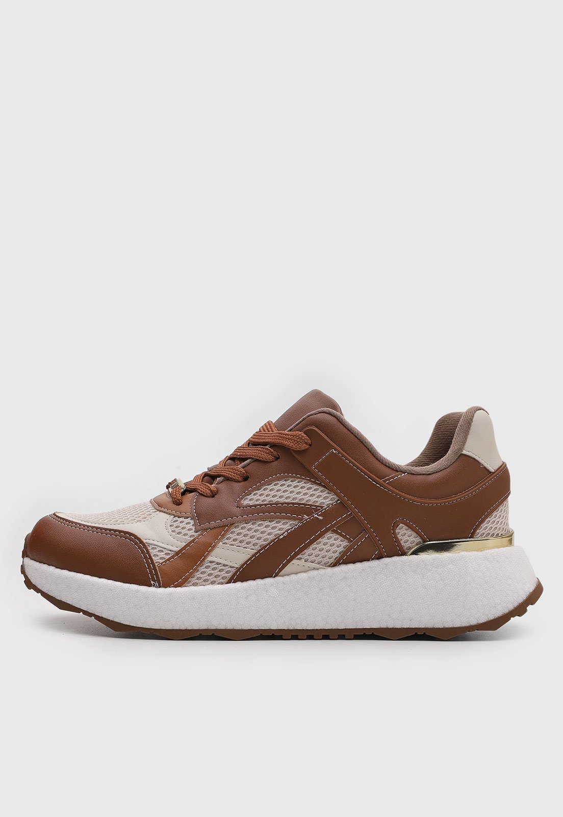 Tênis Feminino Vizzano Detalhes Dourado Marrom