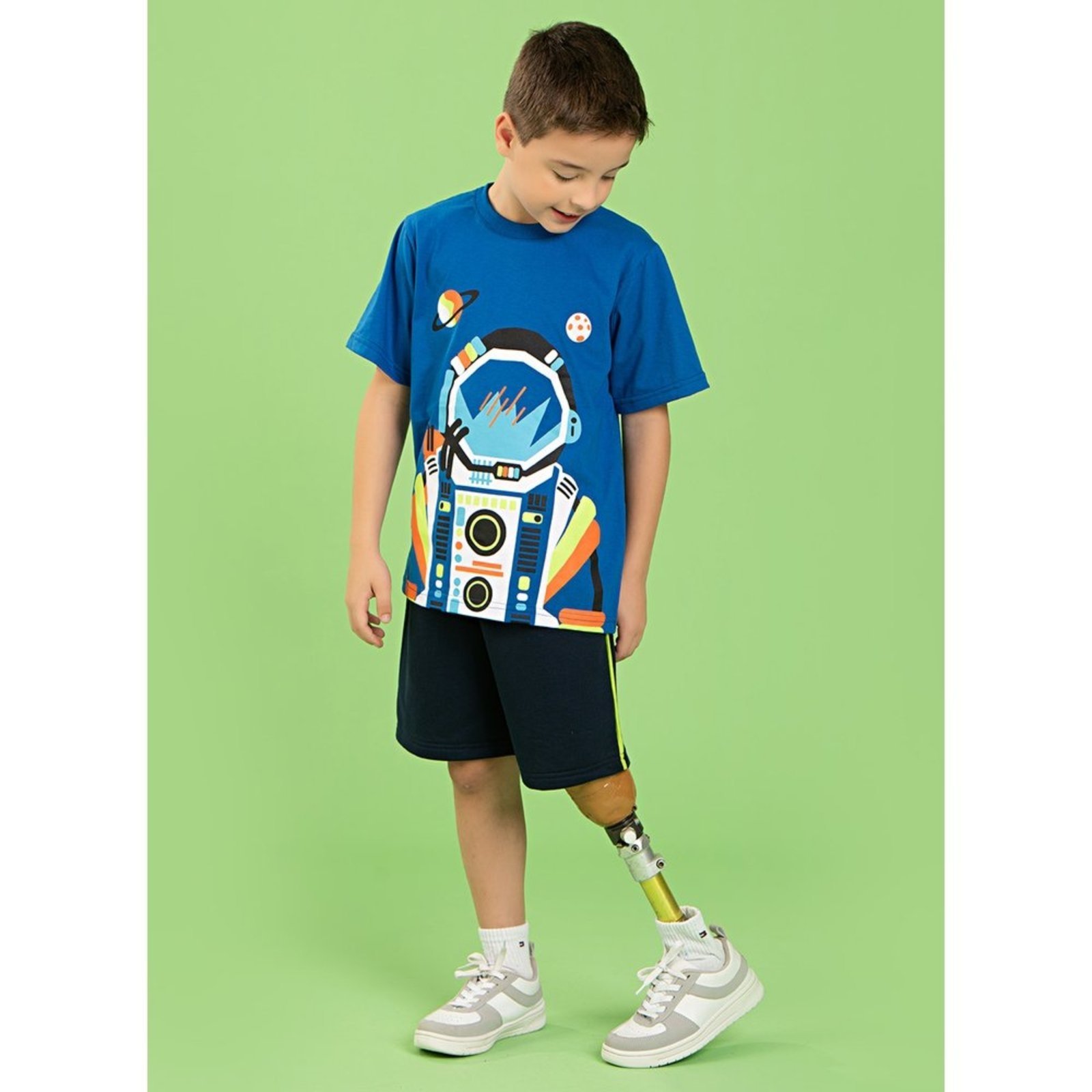 Vista 2 Infantil - Conjunto Verão Menino Royal Camiseta e Bermuda Astronauta Molekada azul royal Molekada azul royal