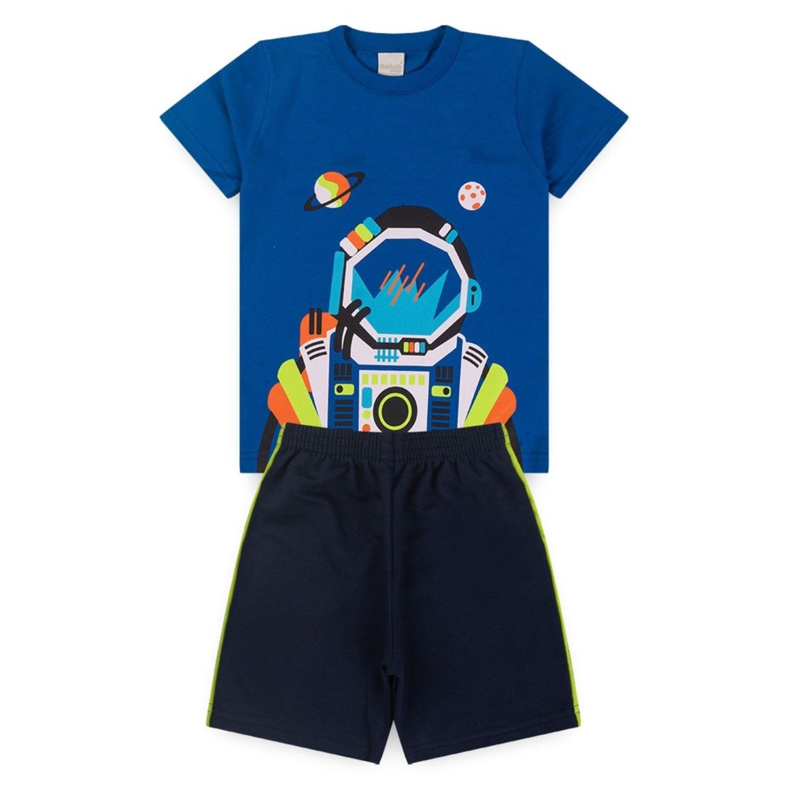 Vista 3 Infantil - Conjunto Verão Menino Royal Camiseta e Bermuda Astronauta Molekada azul royal Molekada azul royal