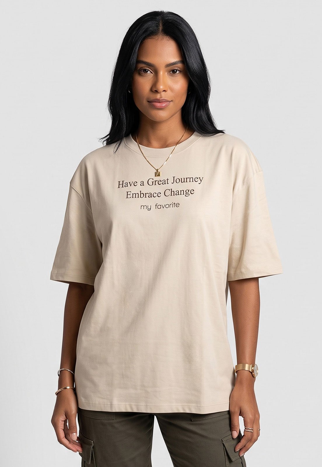 Camiseta Feminina My Favorite Mensagem Bege