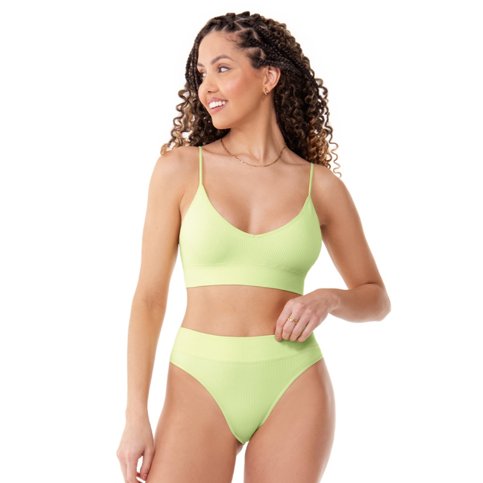 Conjunto Top Com Bojo Removível e Calcinha Sem Costura Lima Fresh