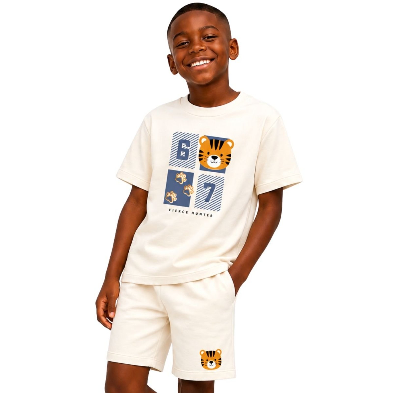 Conjunto Camiseta e Bermuda Suedine Estampado 100% Algodão
