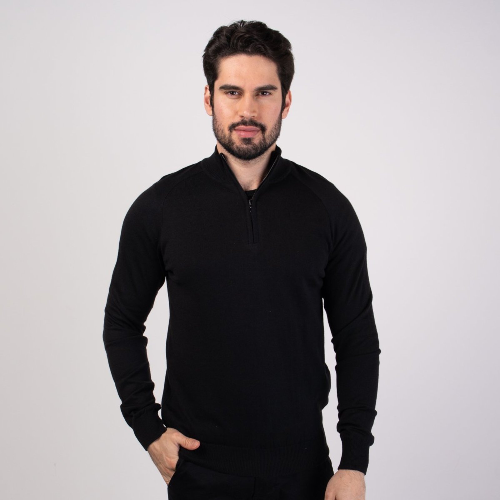 Suéter Oficina Zíper Preto
