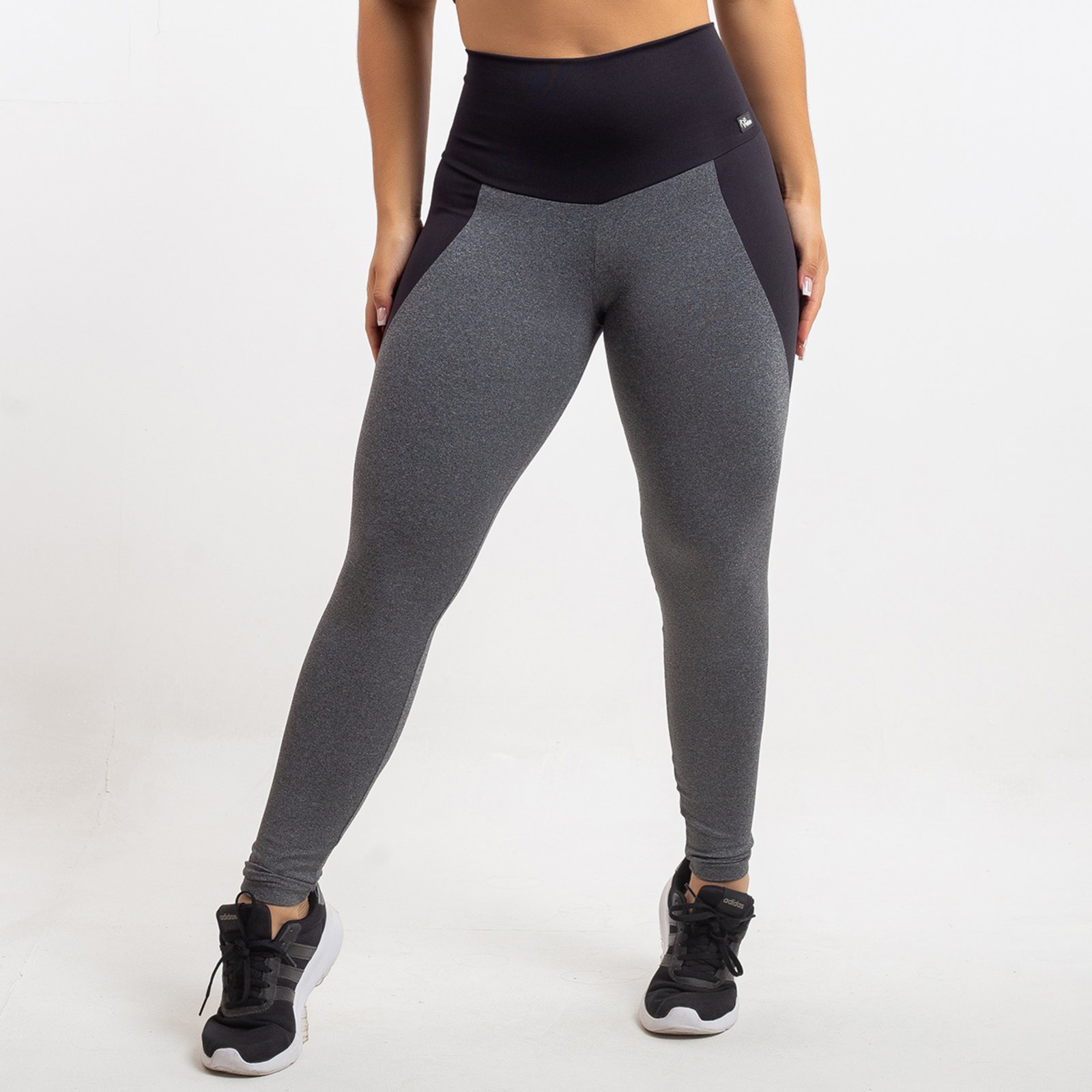 Calça Legging Cós Alto Não Fica Transparente com Bolso Viére Cinza Mescla