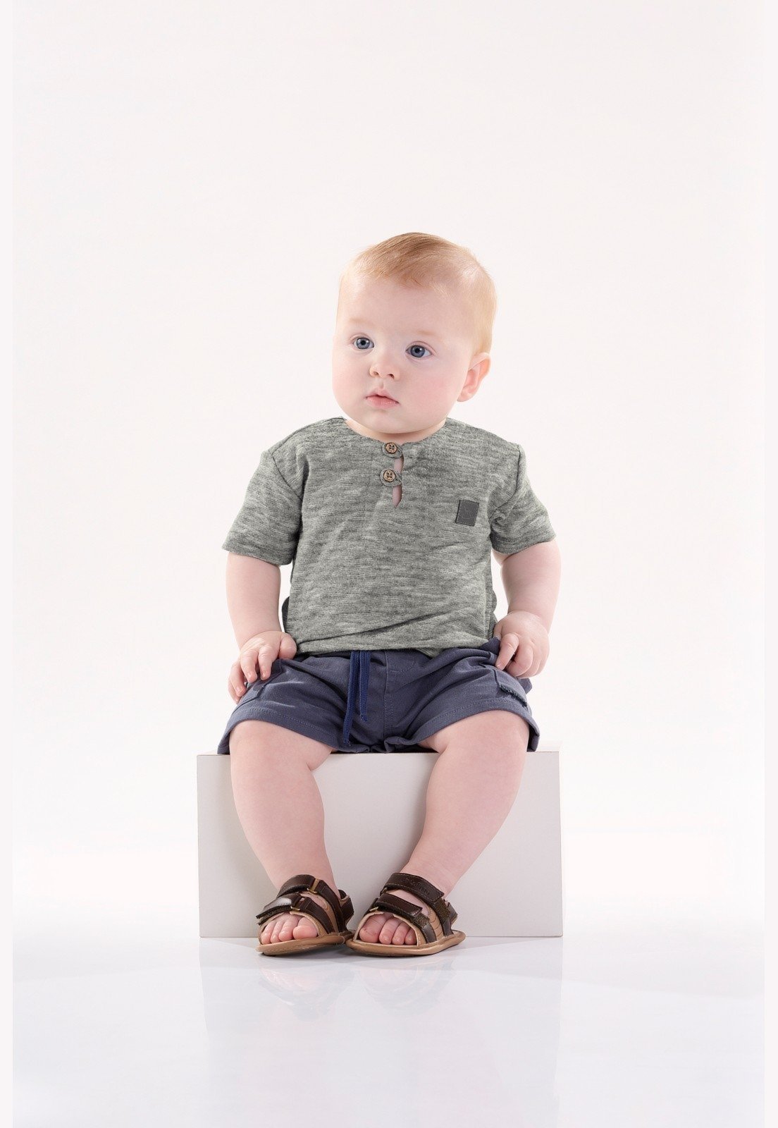 Infantil - Conjunto para Menino com Bata e Bermuda Up Baby Verde