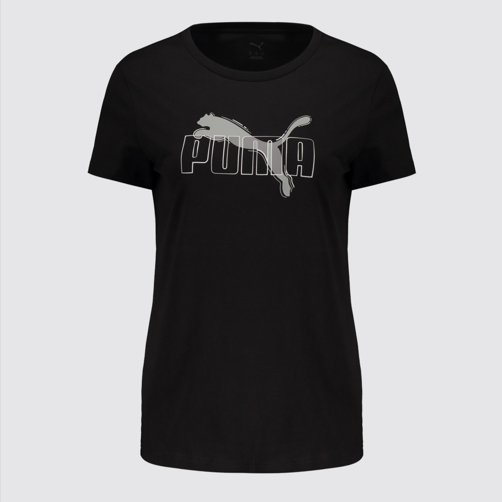 Camiseta Puma ESS Logo Lab Feminina Preta e Cinza