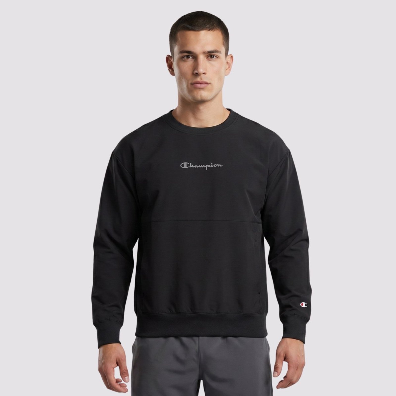 Moletom Champion Tech Crewneck Mini Script Logo Preto