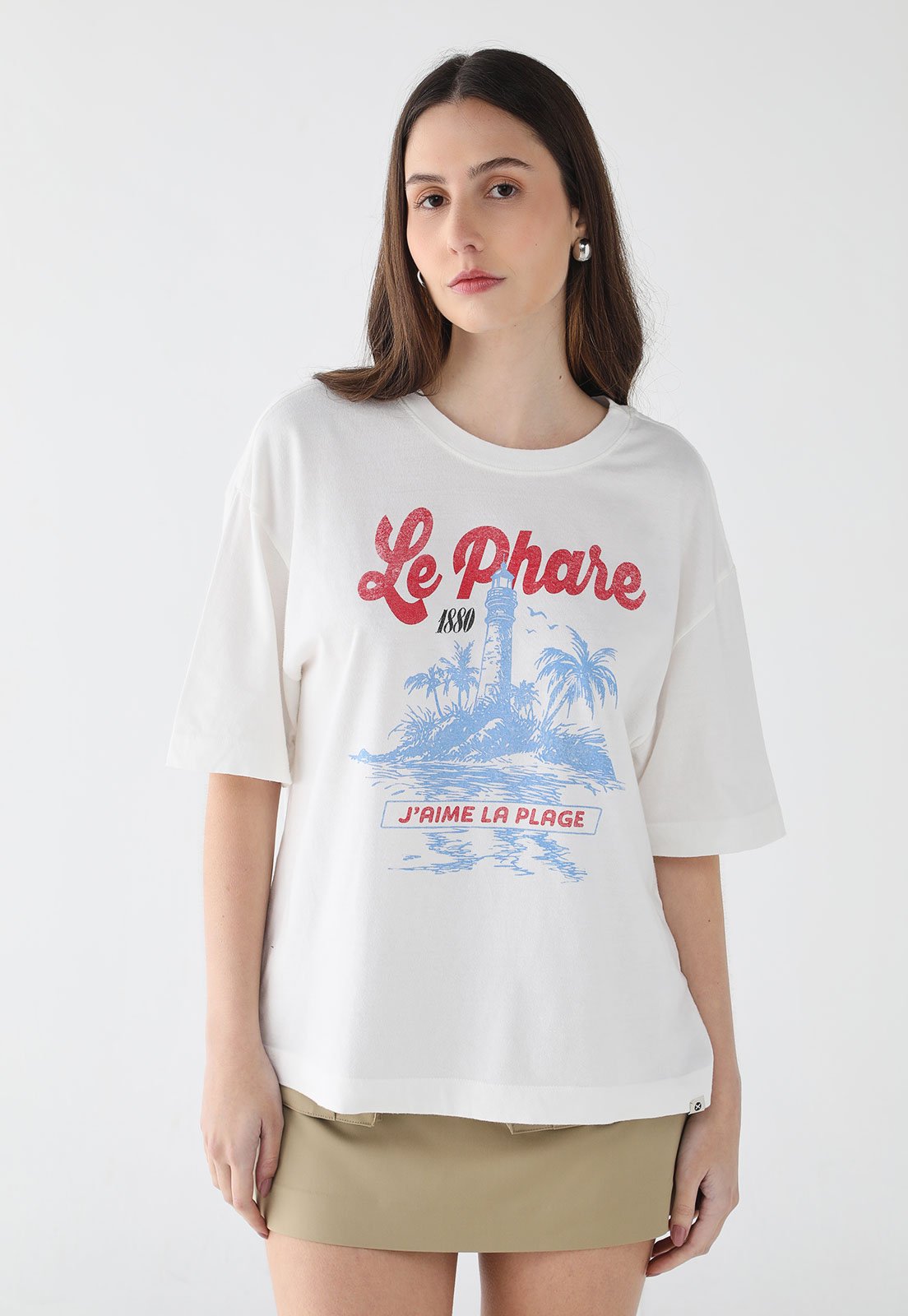 Camiseta Feminina Hering Estampa Praia Branca