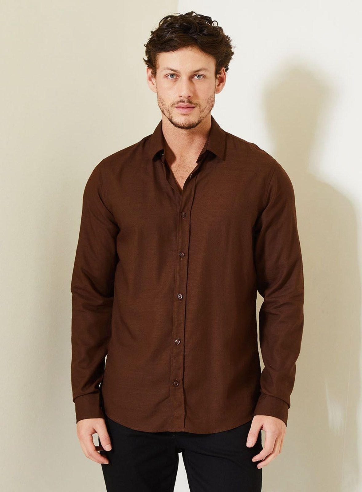 Camisa Masculina Casual Resort Triton Marrom Nobuck