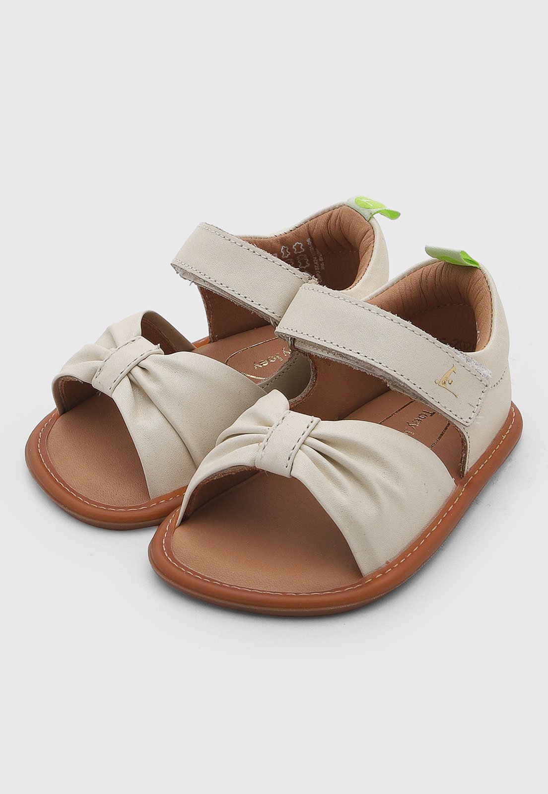 Infantil - Sandália Tip Toey Joey Laço Couro Off-White