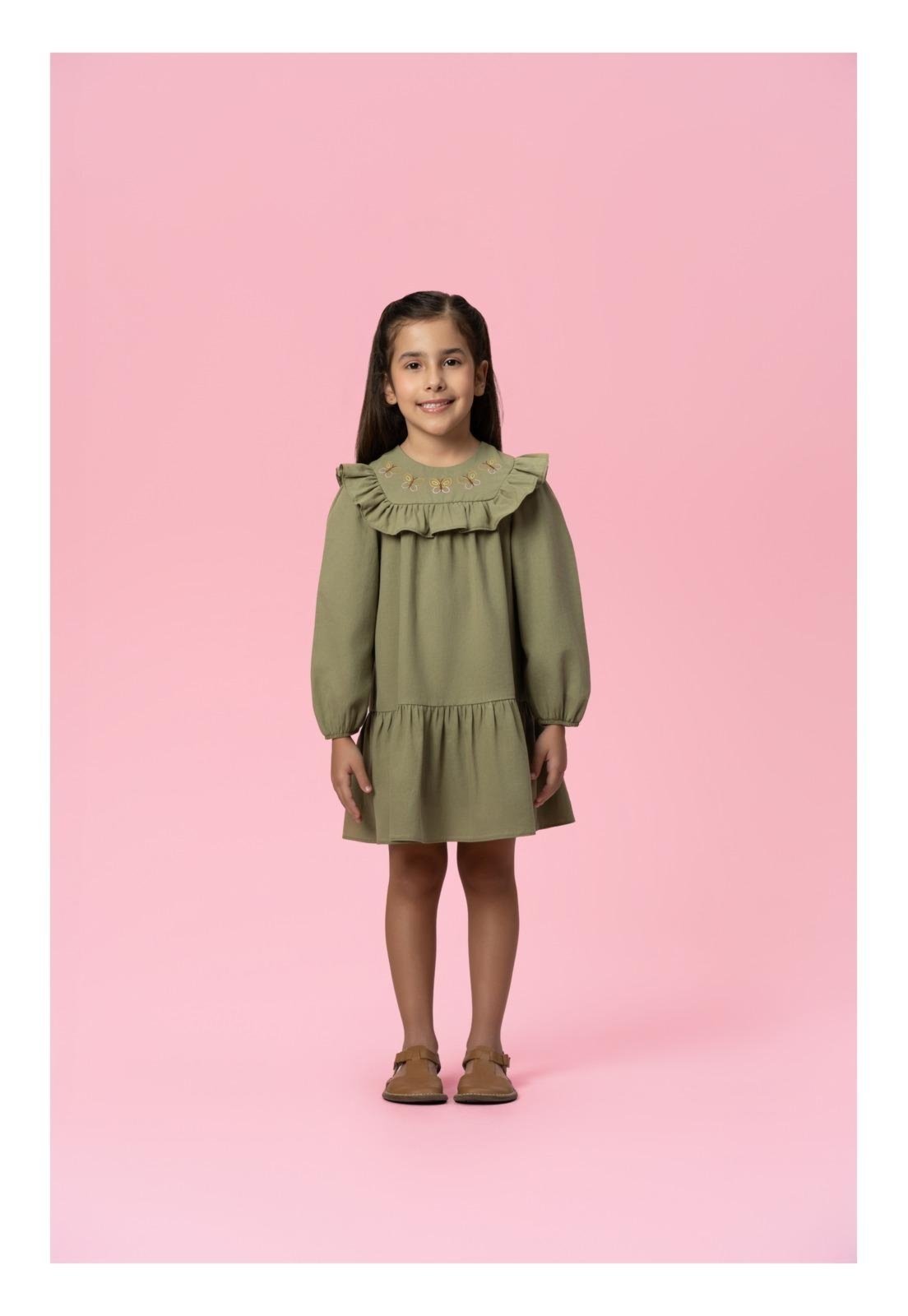 Infantil - Vestido Menina Liso Manga Longa Mon Sucré 1 Verde