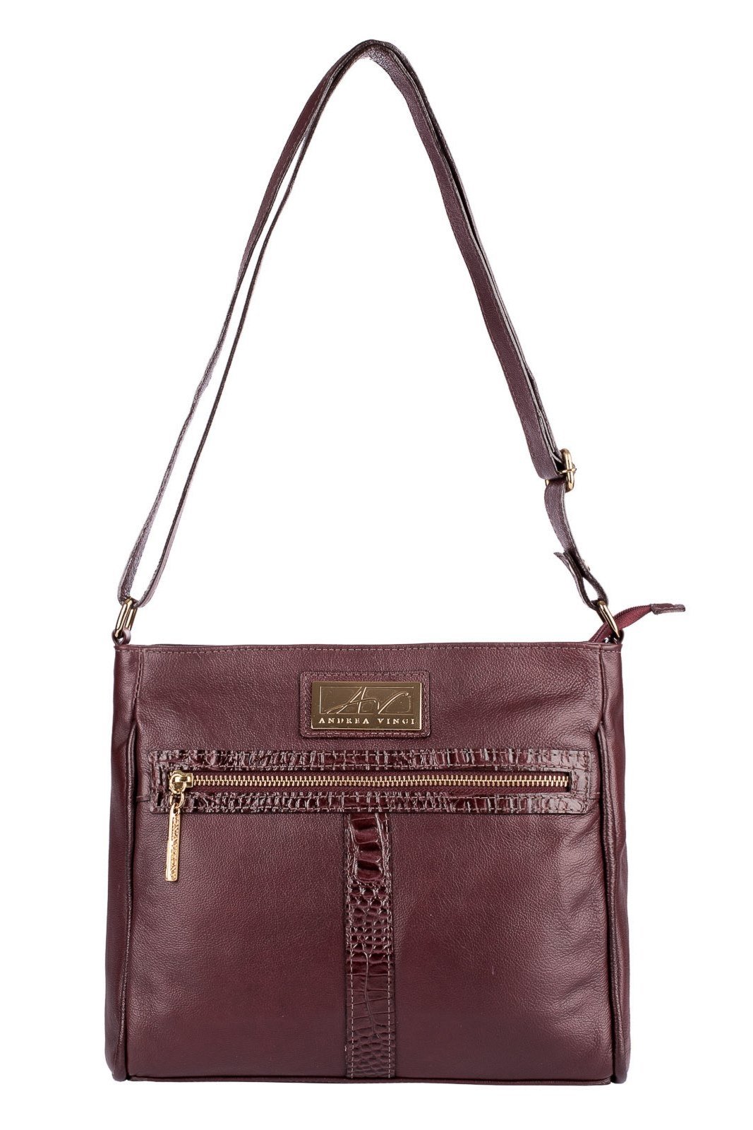 Bolsa tiracolo de couro liso Milena - Marsala