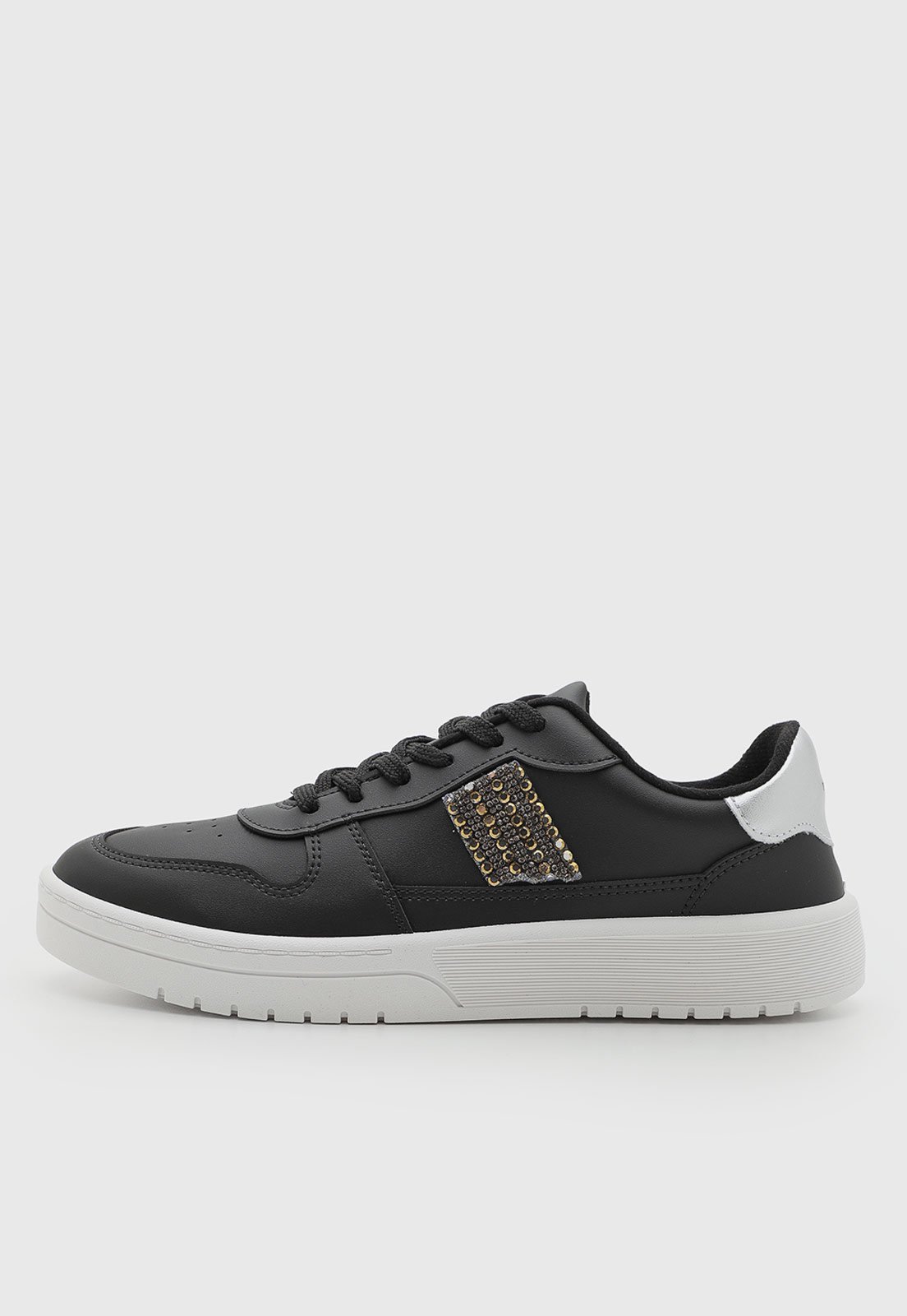Tênis Feminino Moleca Detalhe Brilhante Preto