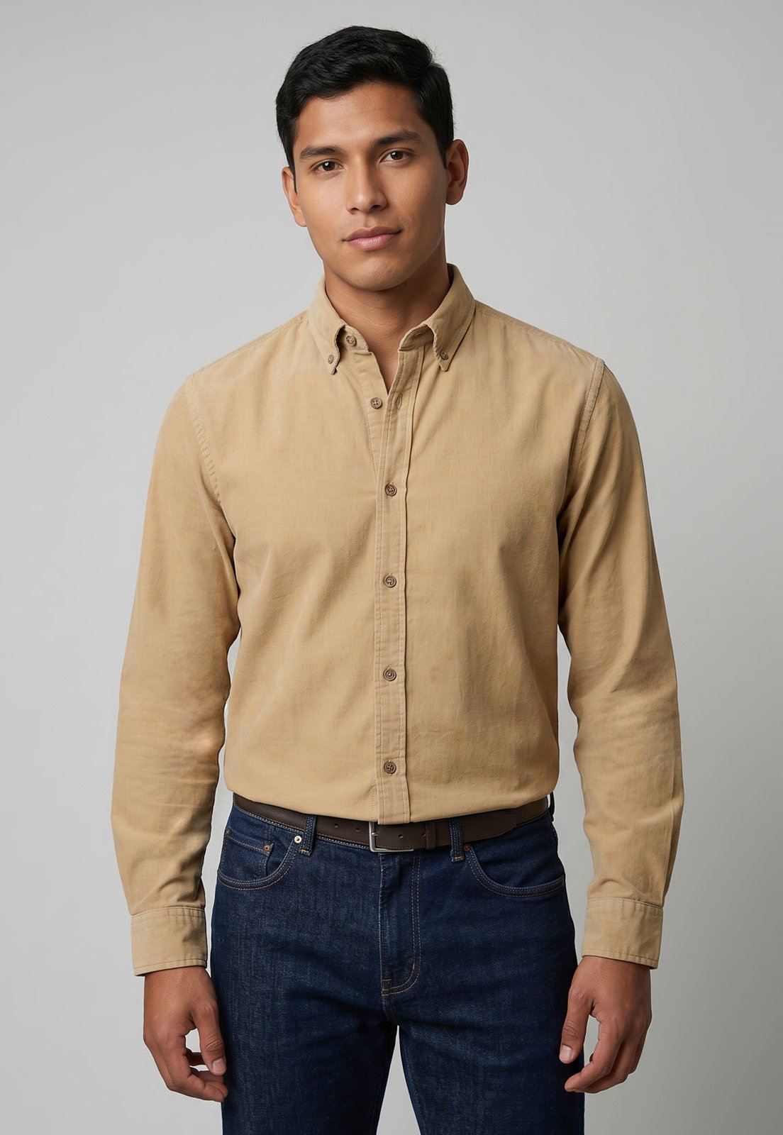 Camisa Masculina Zapälla Veludo Cotelê Amarela