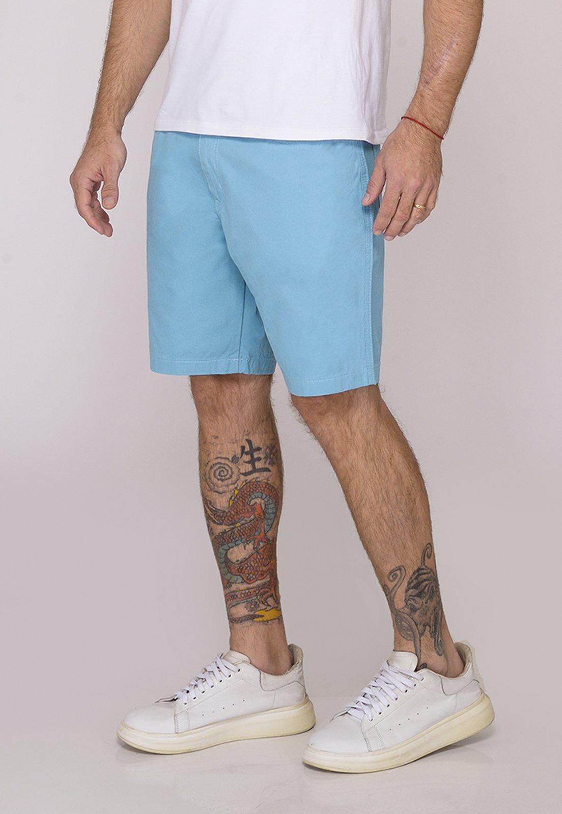 Bermuda Masculina Chino em Sarja Conforto e Estilo Casual Azul