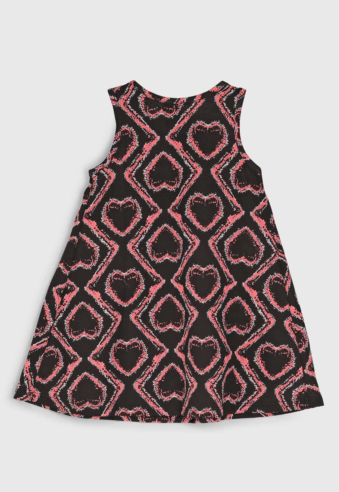 Vista 3 Vestido Kyly sem mangas estampa corações preto Kyly preto