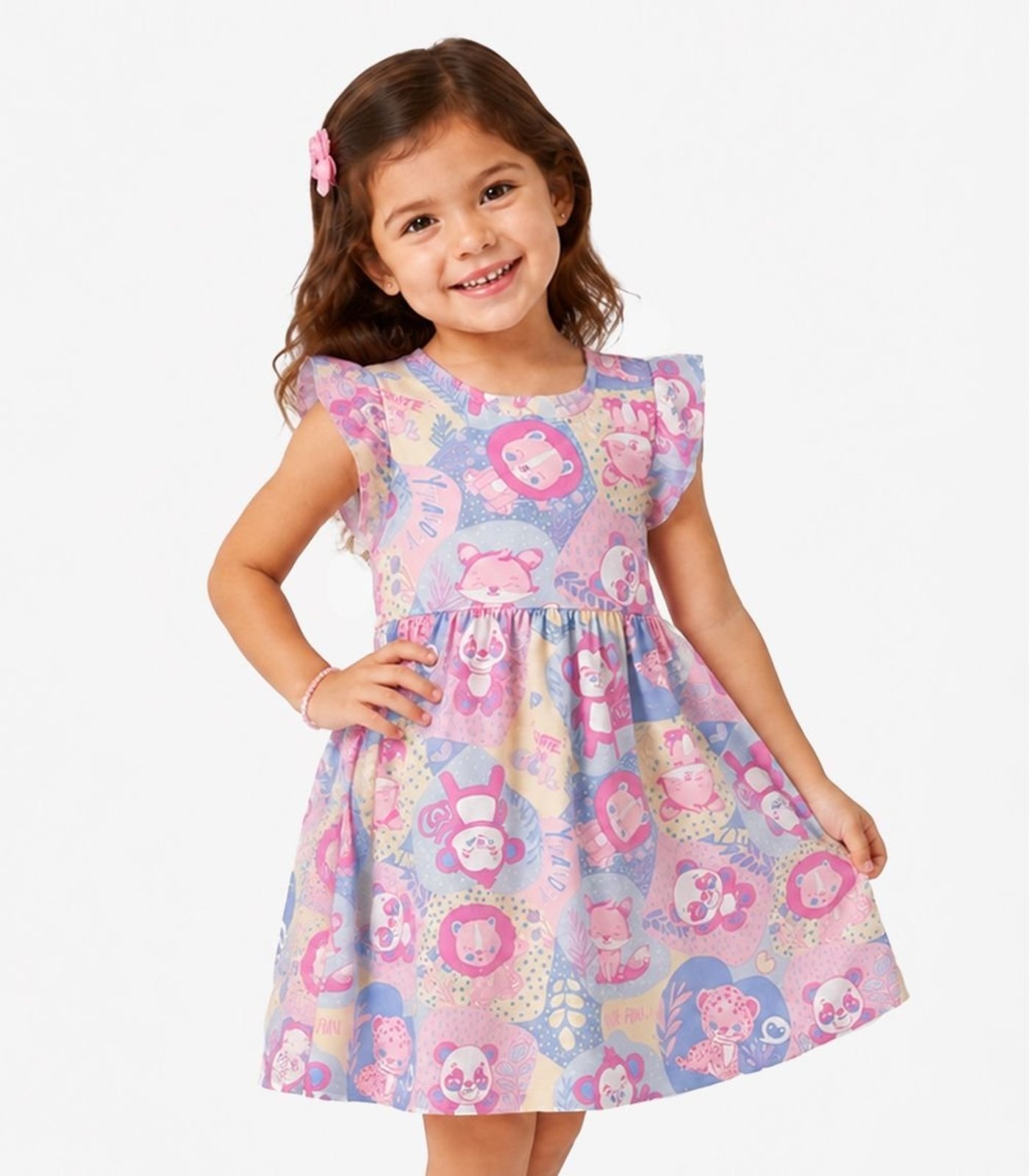 Vestido Feminino Estampado Em Malha Cotton Select Azul