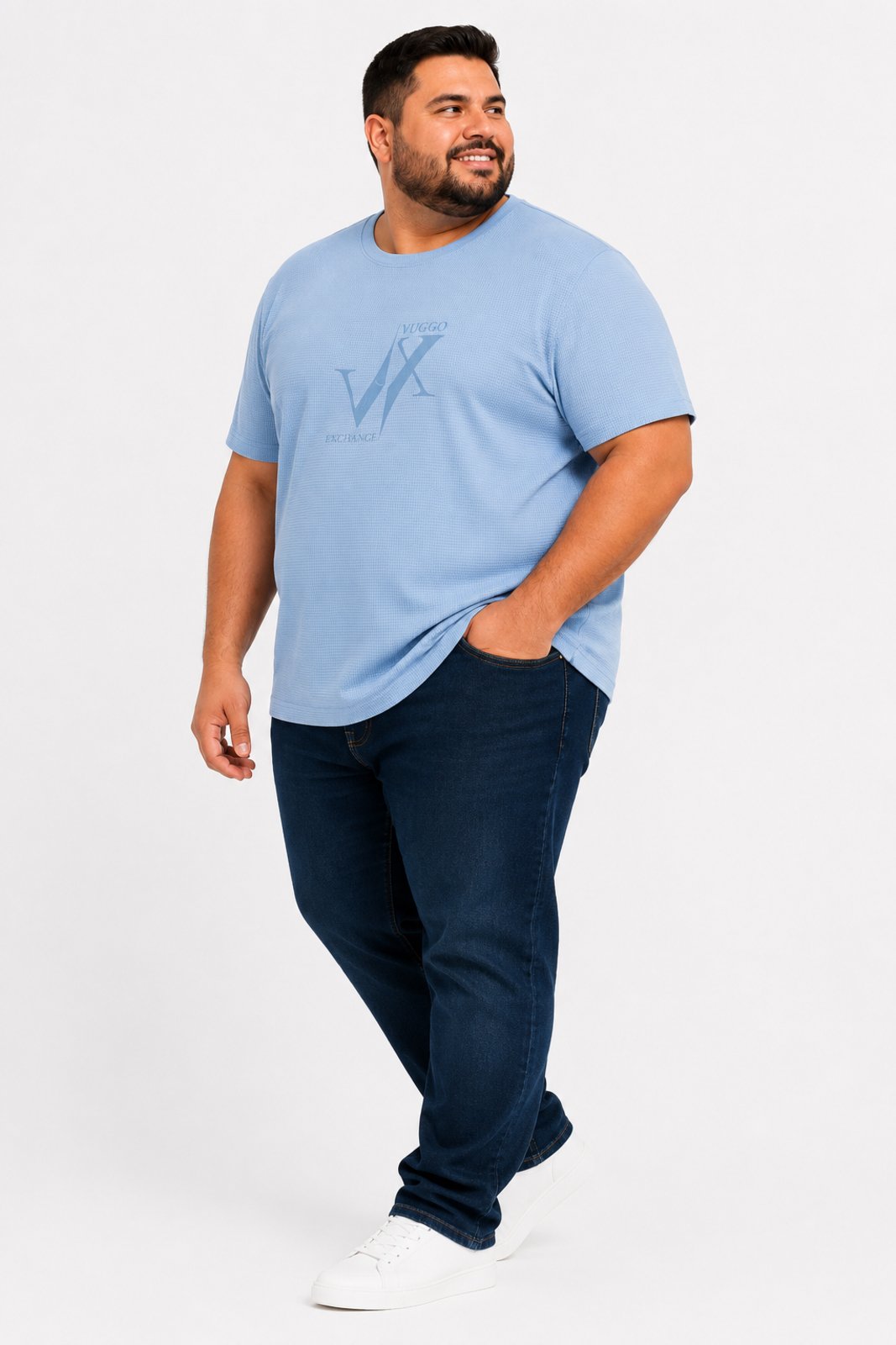 Camisa Masculina D Bell Outlet Fashion Básica Plus Size Azul Claro