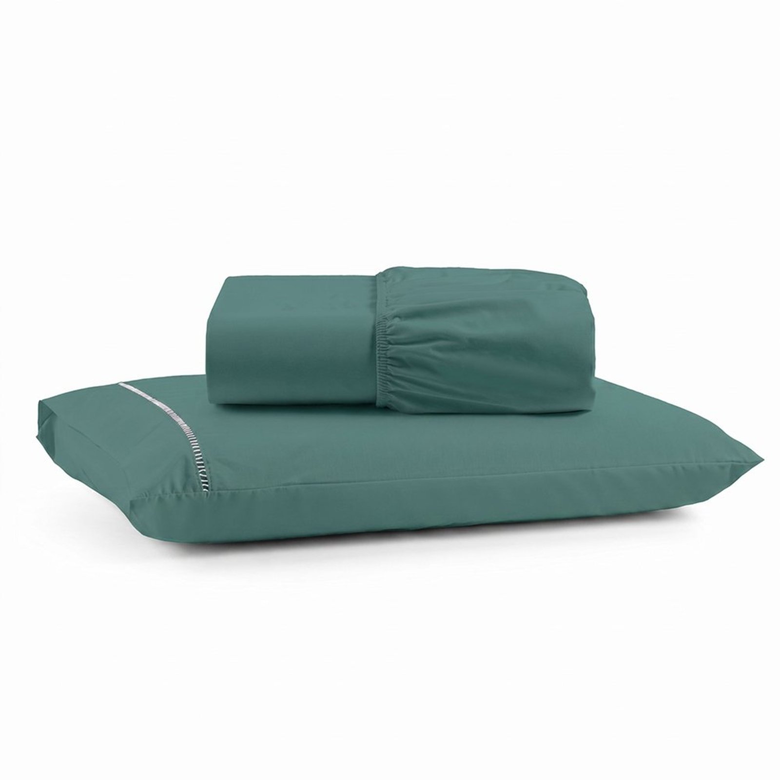 Jogo de Cama Lençol Egipicio Solteiro Micropercal 600 fios Macio 2 Peças Algodão - Verde Musgo