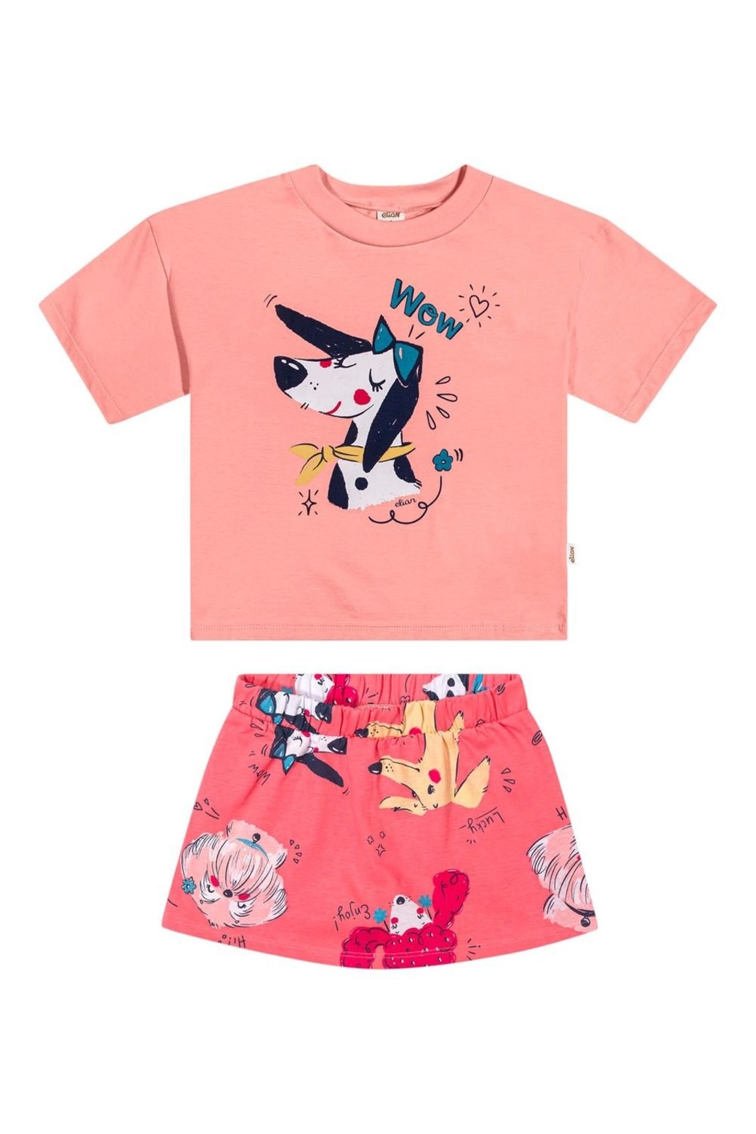 Infantil - Conjunto Menina Estampa Lúdica Elian Coral