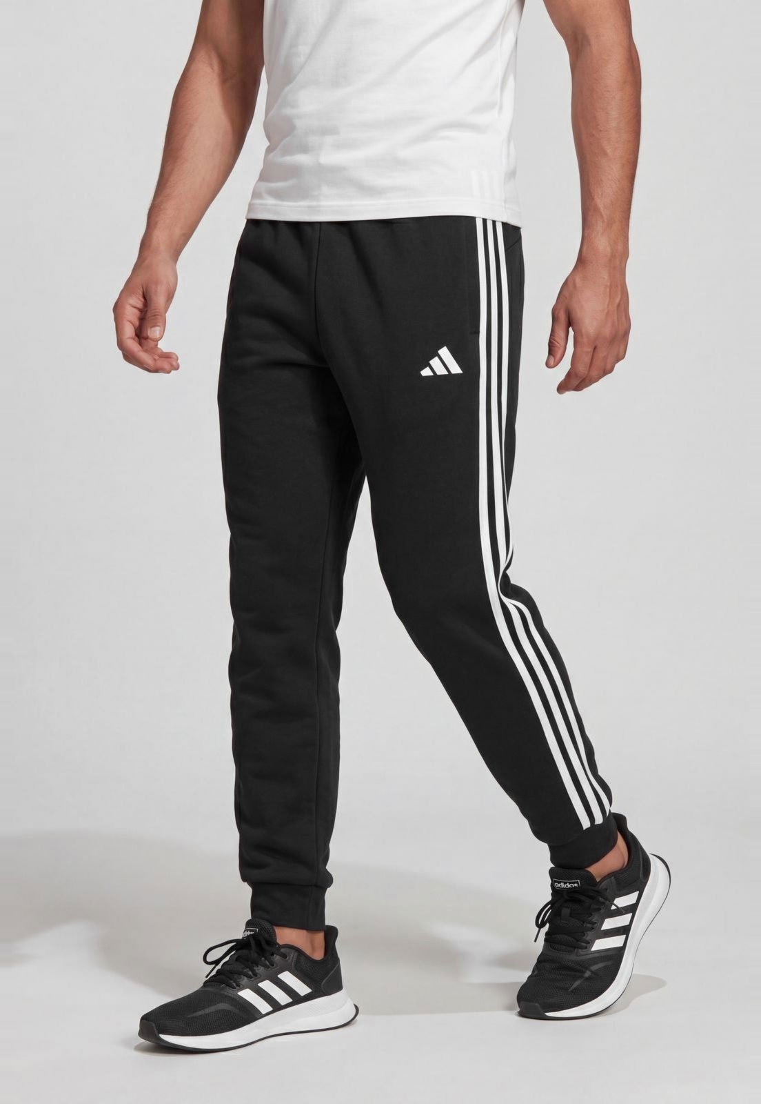 Calça Masculina adidas Sportswear French Terry 3 Stripes Preta
