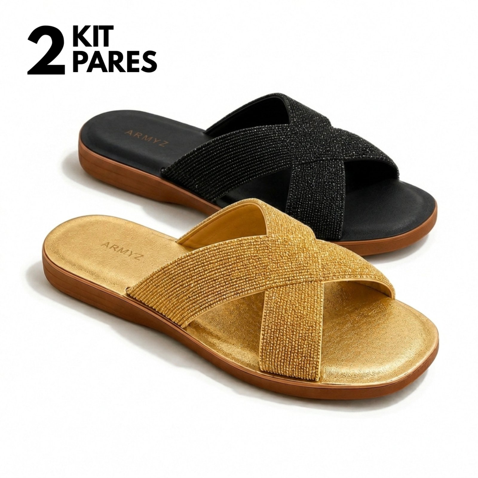 Kit 2 Pares de Rasteirinhas Femininas Armyz – Conforto, Elegância e Versatilidade