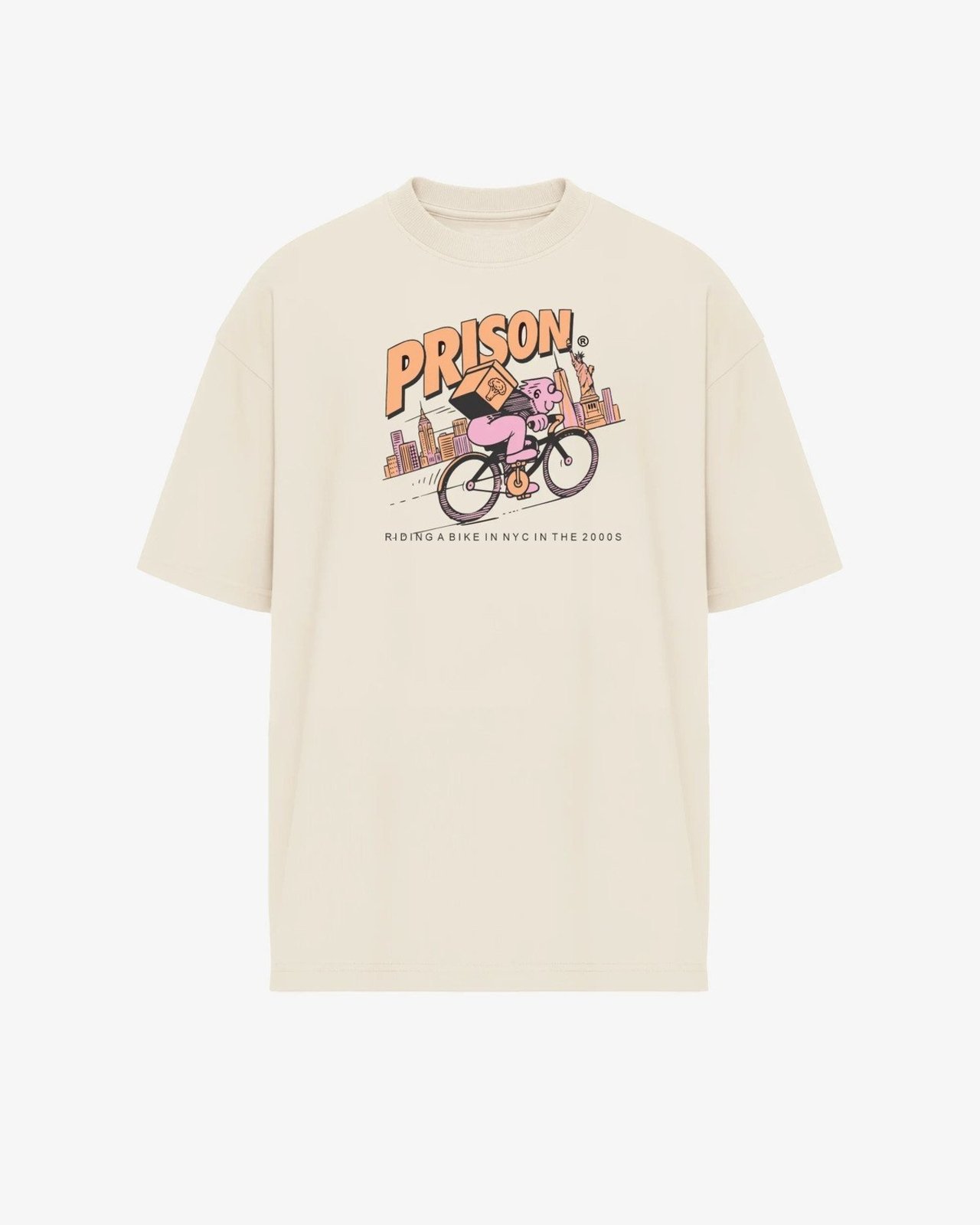 Camiseta Oversized NYC Bike Vintage Off-White