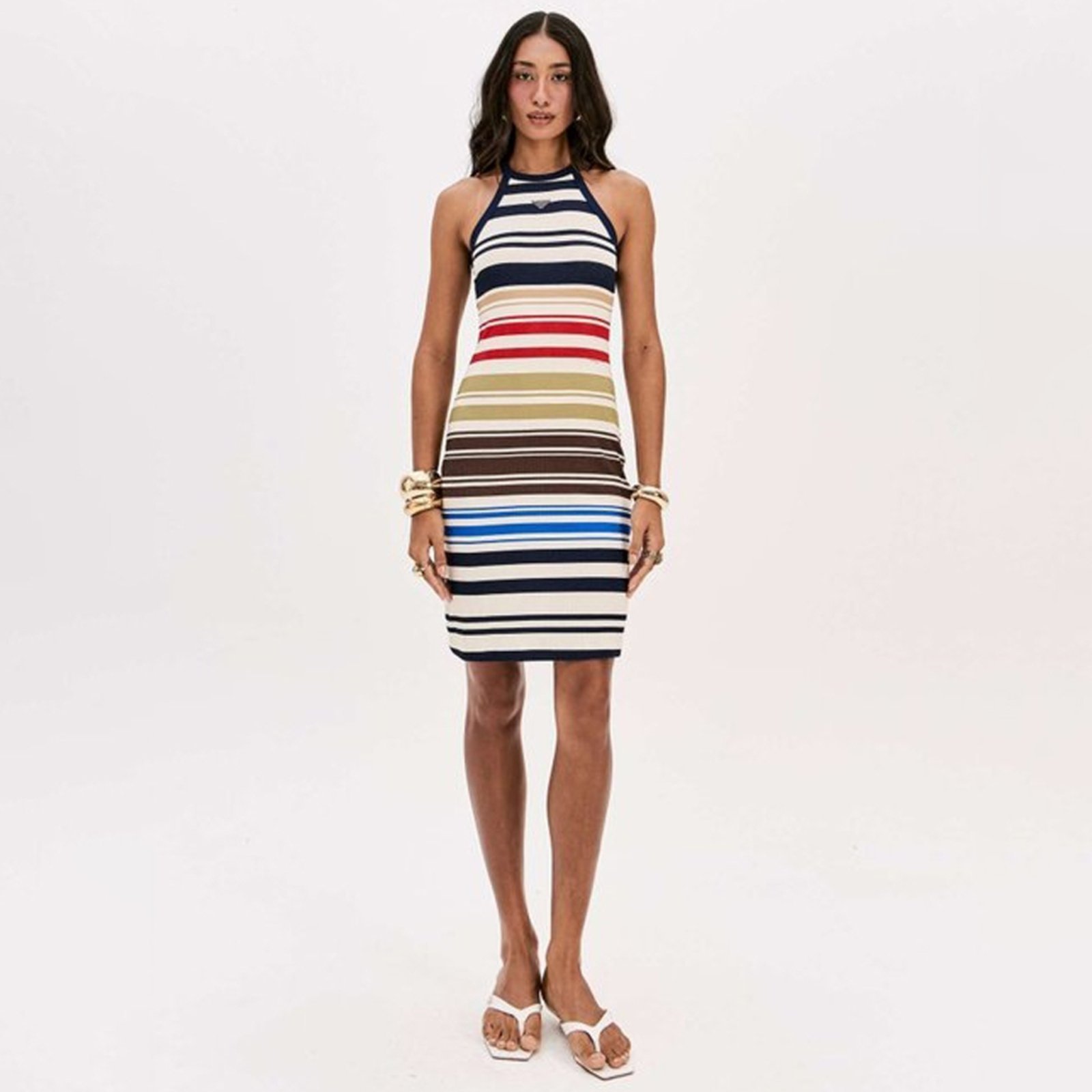 Vestido Curto Lança Perfume Canelado Pr26 Bege Feminino