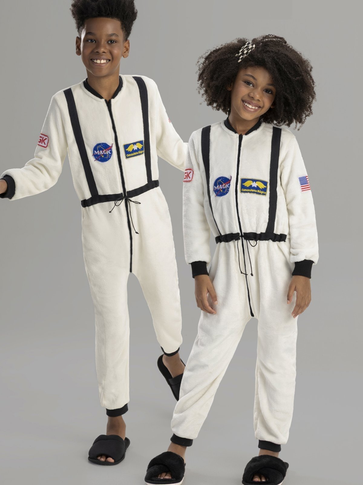Macacão em Fleece Magicamente Fantasia Astronauta Branco