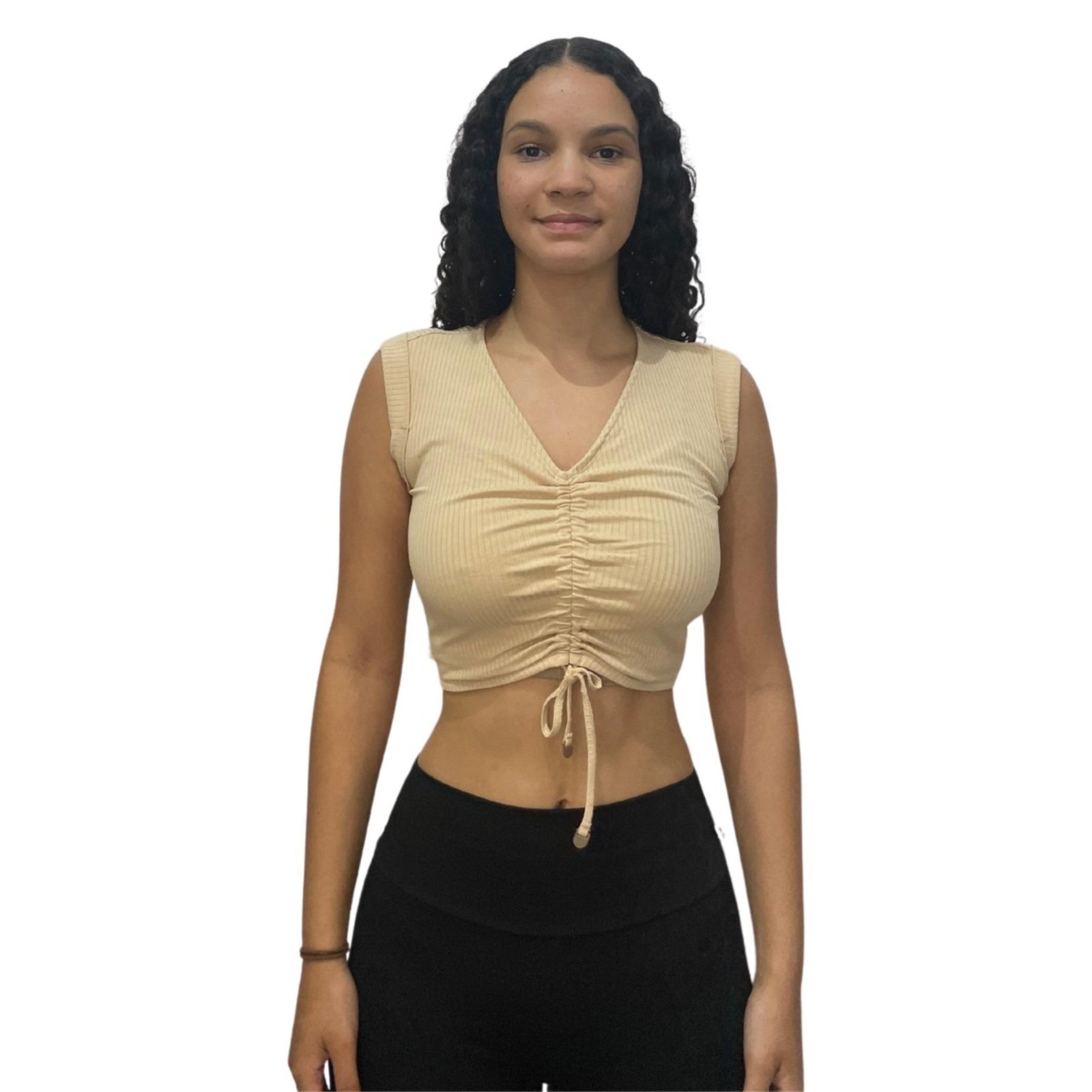 Blusa Cropped Justa Amarração Flor De Lis
