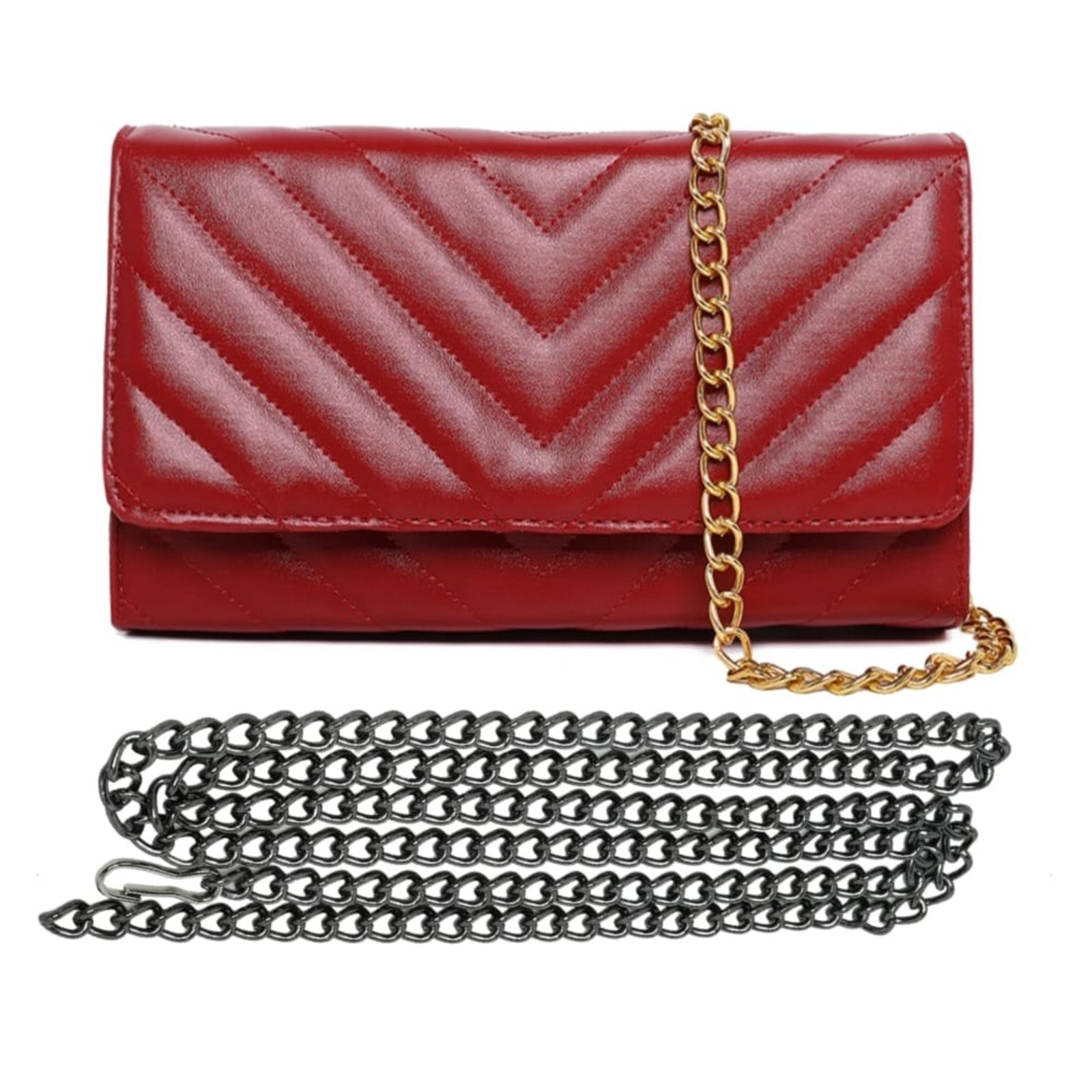 Bolsa Feminina Vermelha Clutch Pequena De Mão De Ombro 2 Alças Removíveis Moda Festa Elegante Carmelo Shoes
