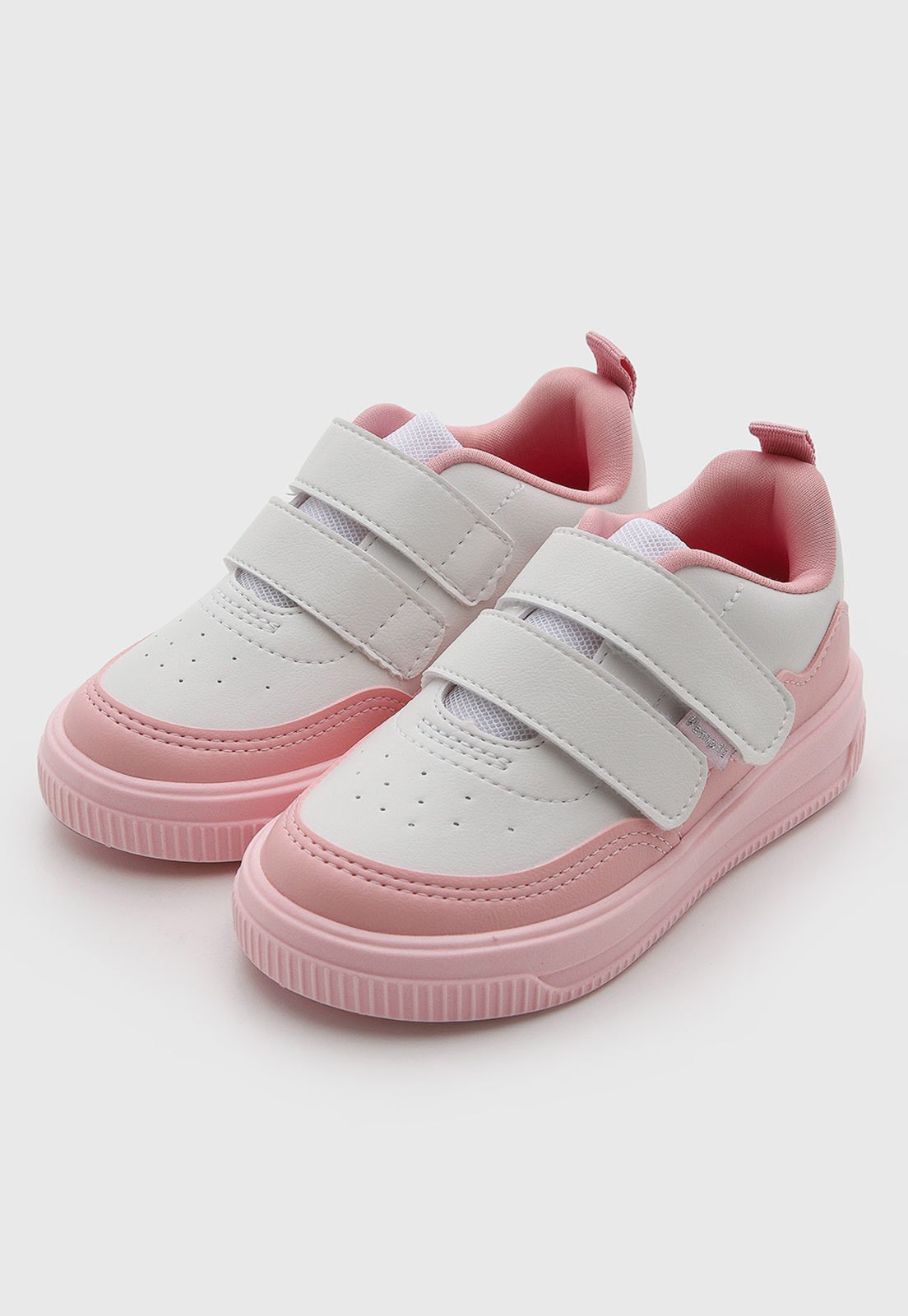 Infantil - Tênis Pampili Cabedal Rosa e Branco Sola Plataforma Rosa