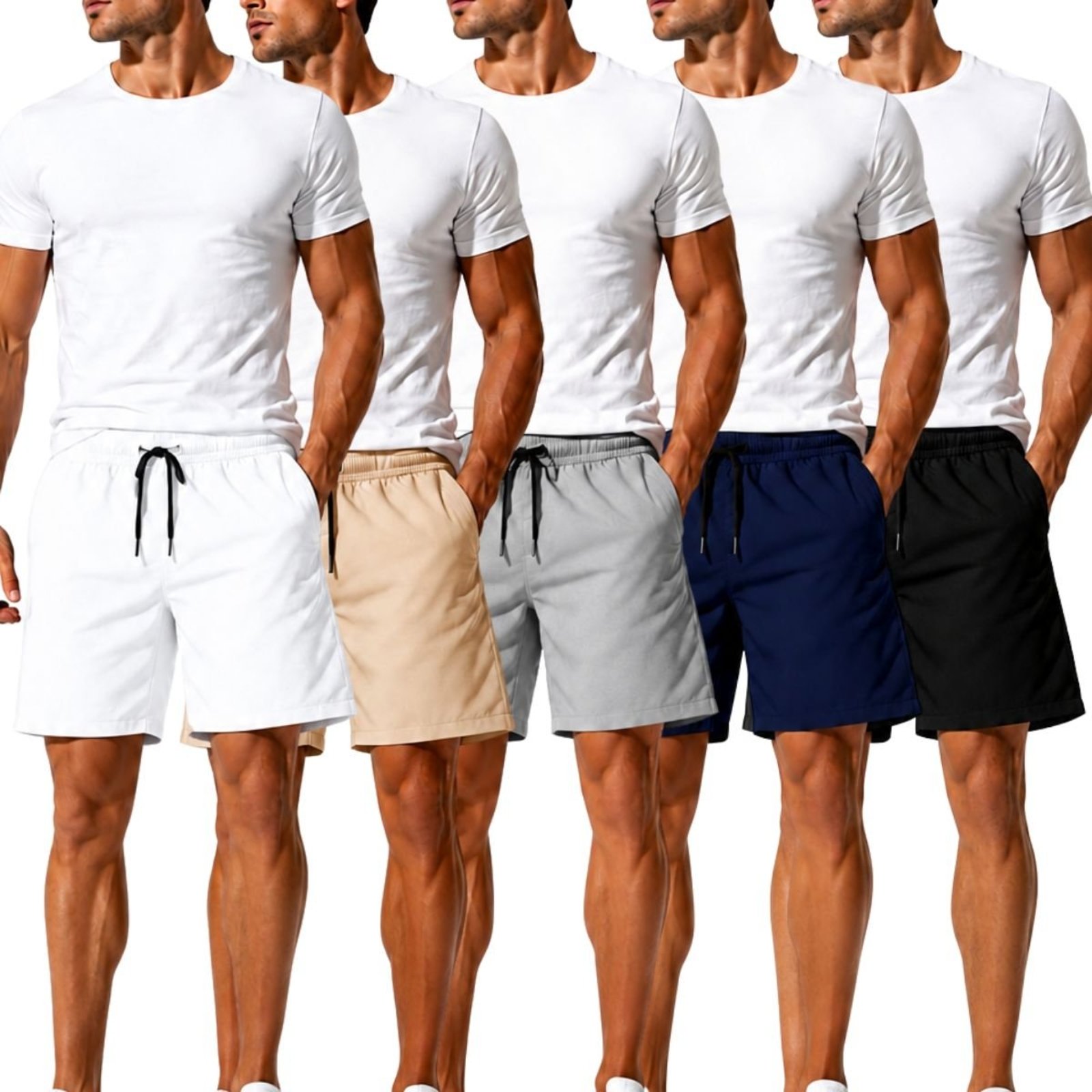 Kit 5 Short Tactel Leve Moda Praia Liso Bermuda Masculina