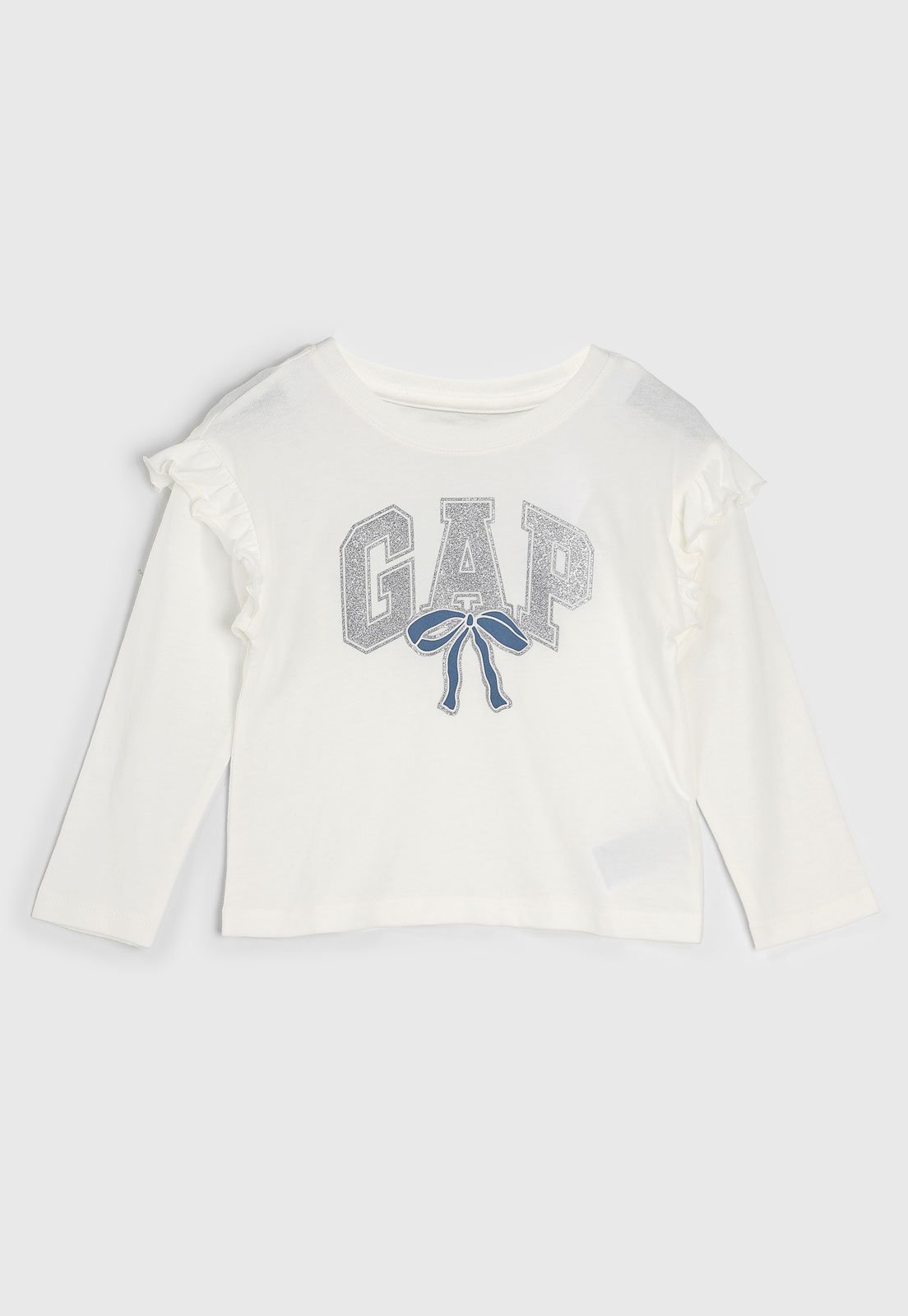 Blusa GAP Babados Logo Glitter Laço Branca