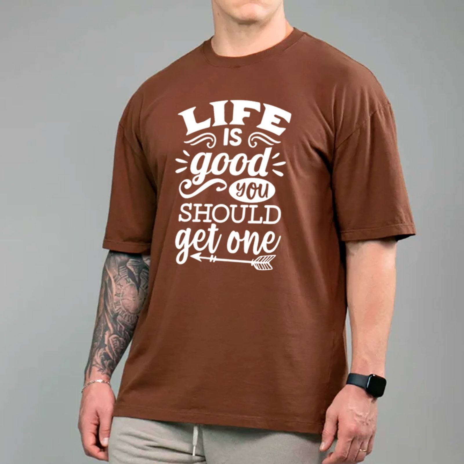 Vista 2 Camiseta Ousy Oversized Life Is Good Meme Frase Unissex branco ousy branco
