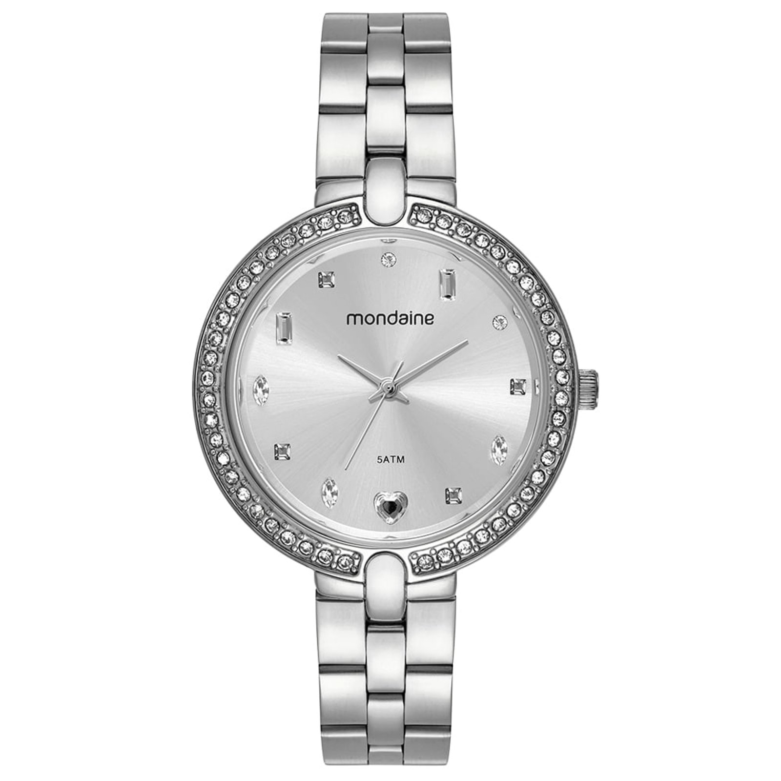 Relógio Feminino Mondaine Prata Pulseira Aço Cristais Mondaine