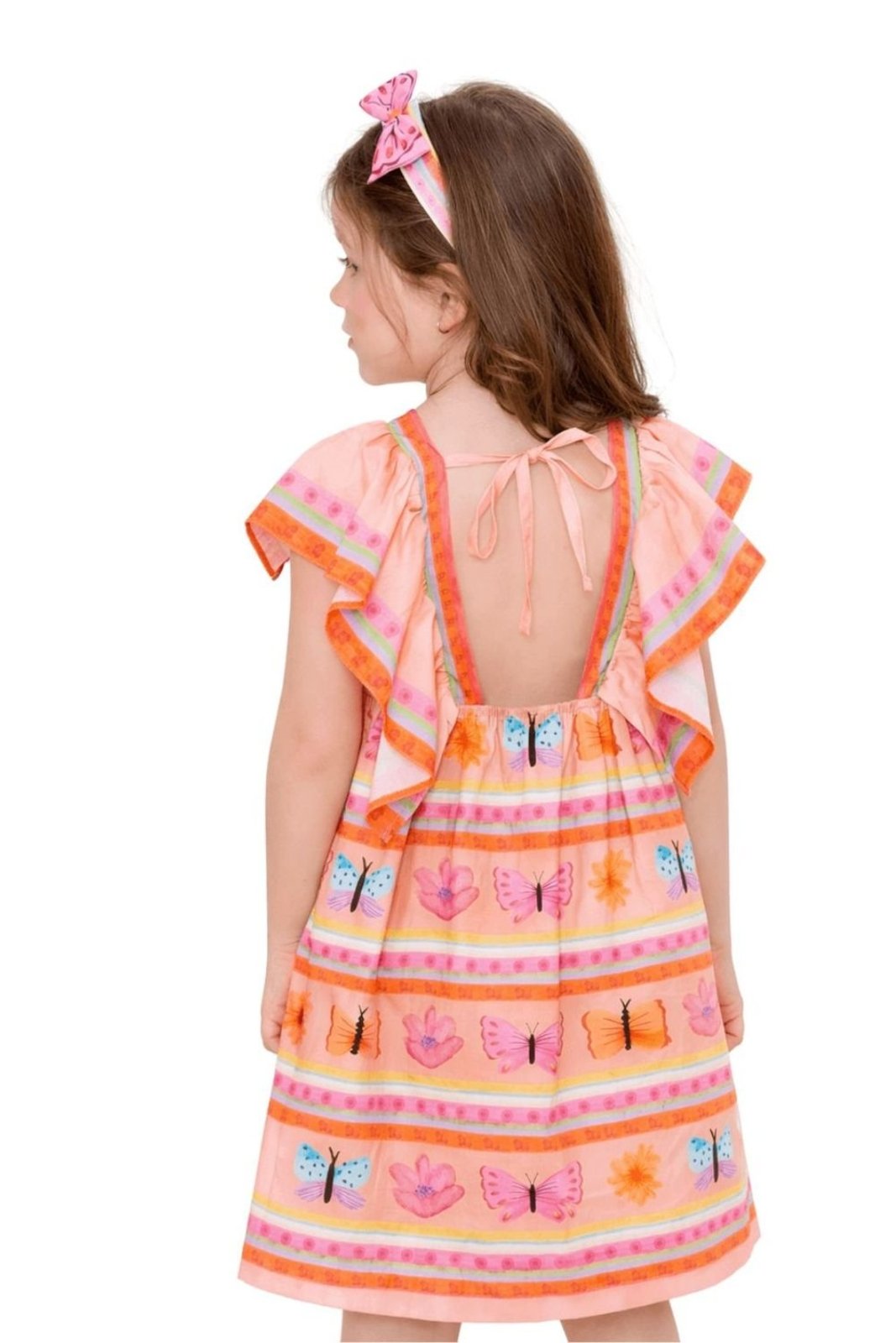 Infantil - Vestido Menina Borbolistras Alphabeto Laranja Laranja