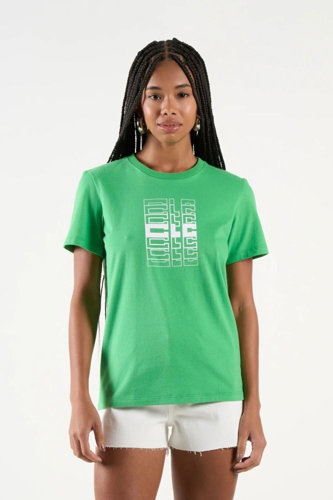 Camiseta Feminina Regular Com Detalhe Logo Colcci CLC Verde Cyber Lime