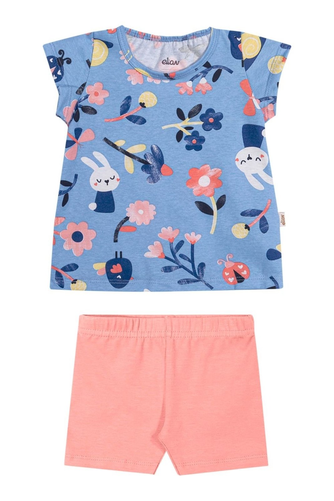 Infantil - Conjunto Menina Meia Malha Bichinhos Elian Azul