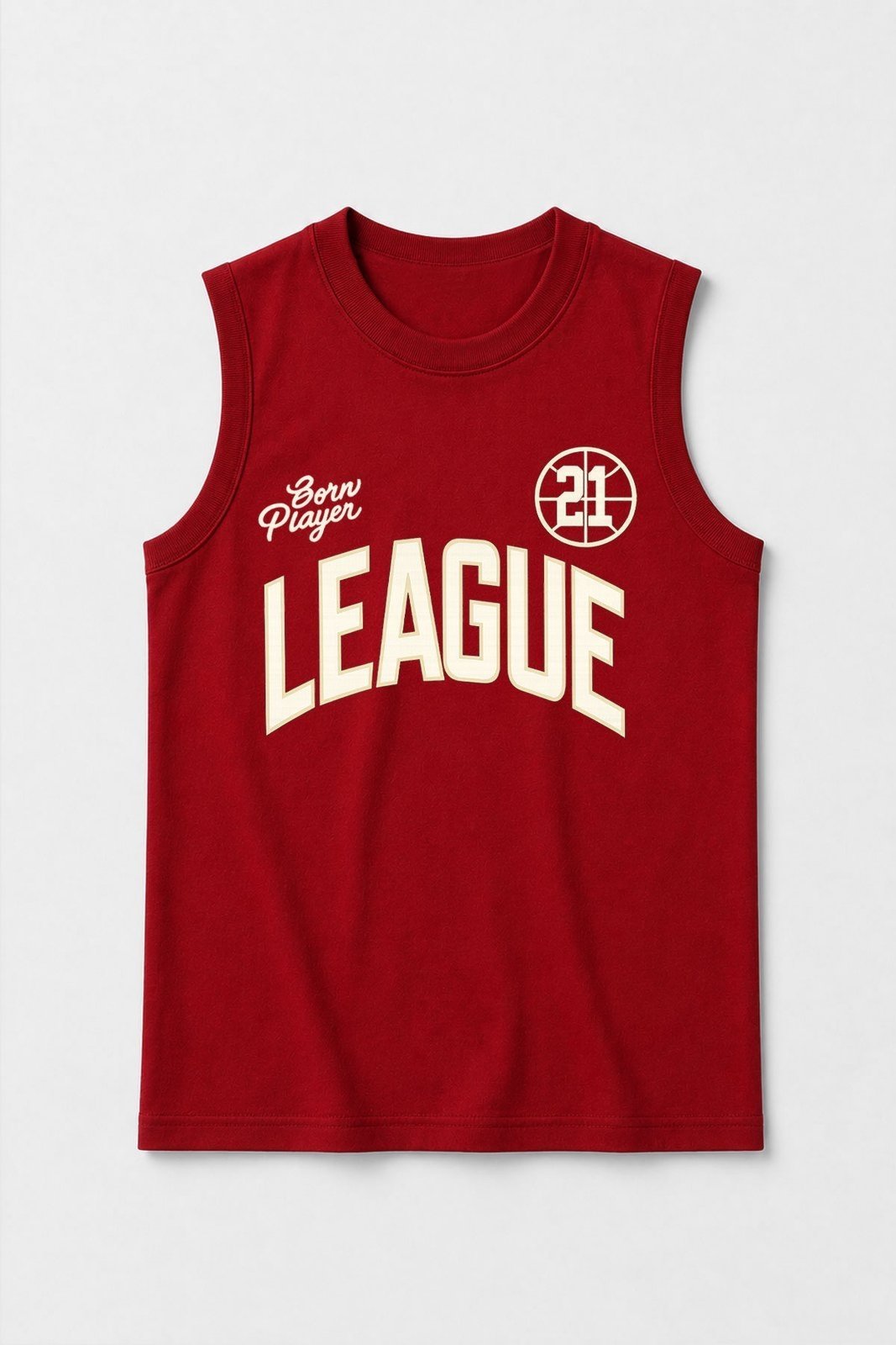 Infantil - Camiseta Regata Masculina Algodão League 21 Vermelho - Babei no Look
