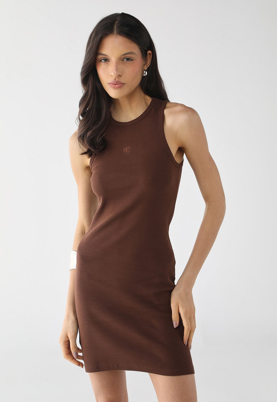 Vestido Feminino Calvin Klein Jeans Ribana Marrom
