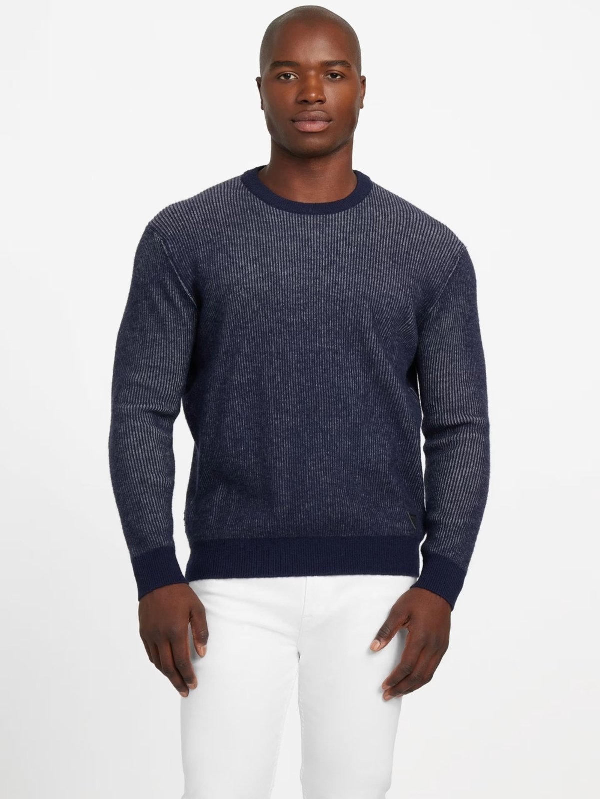 Suéter Guess de Tricot Canelado Eco Azul Marinho