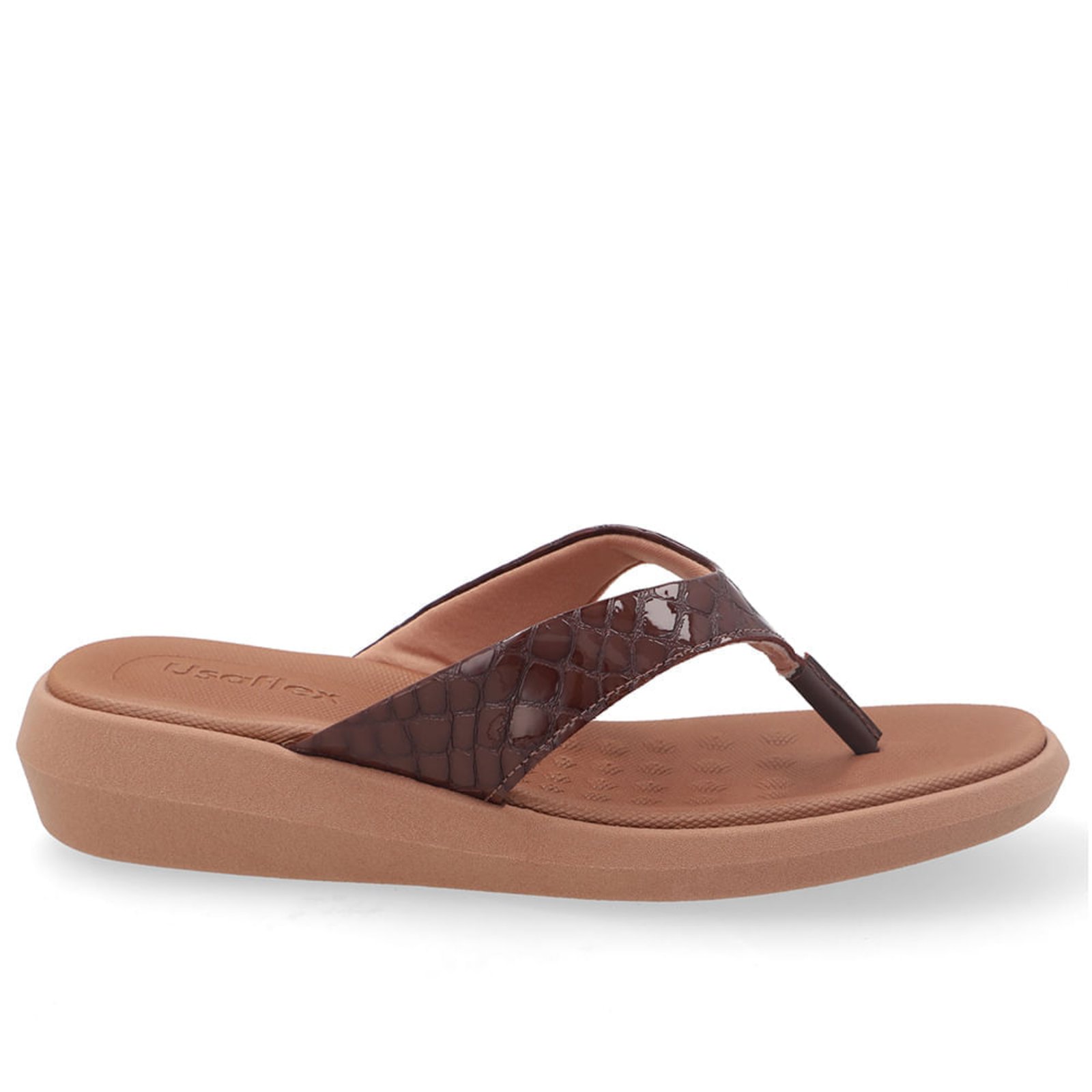 Chinelo Plataforma Em Couro Marrom