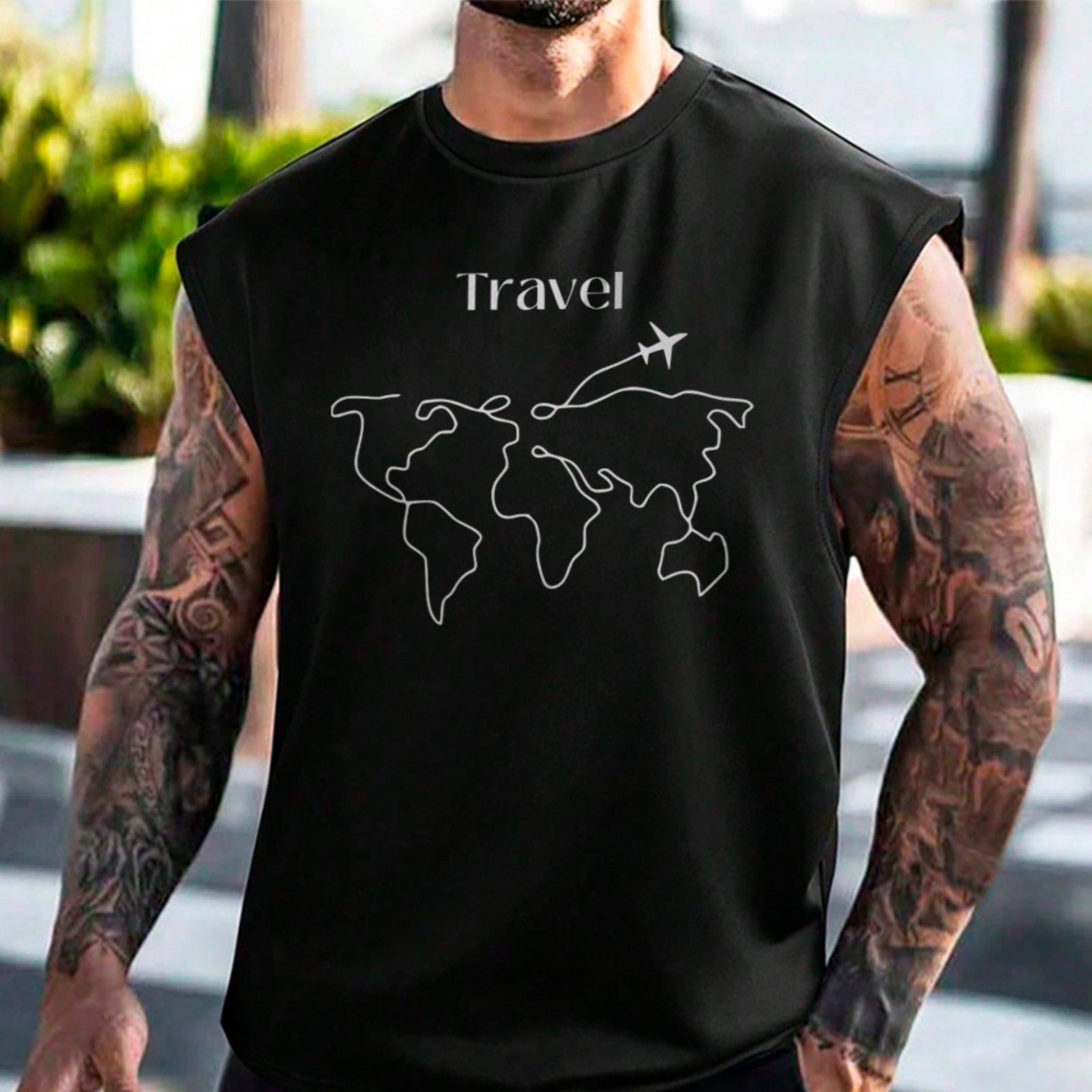 Camiseta Oversized Travel World Map Street Style Premium Preto