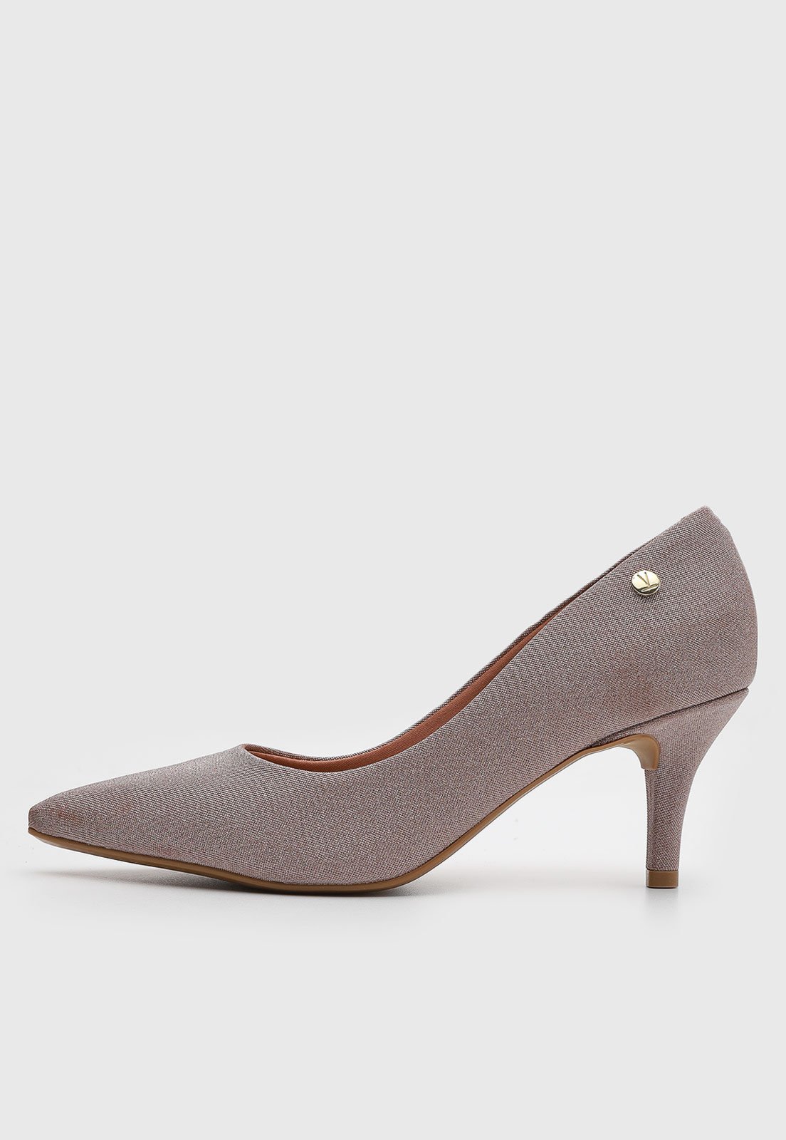 Scarpin Feminino Vizzano Salto Fino Médio Ouro Rosado