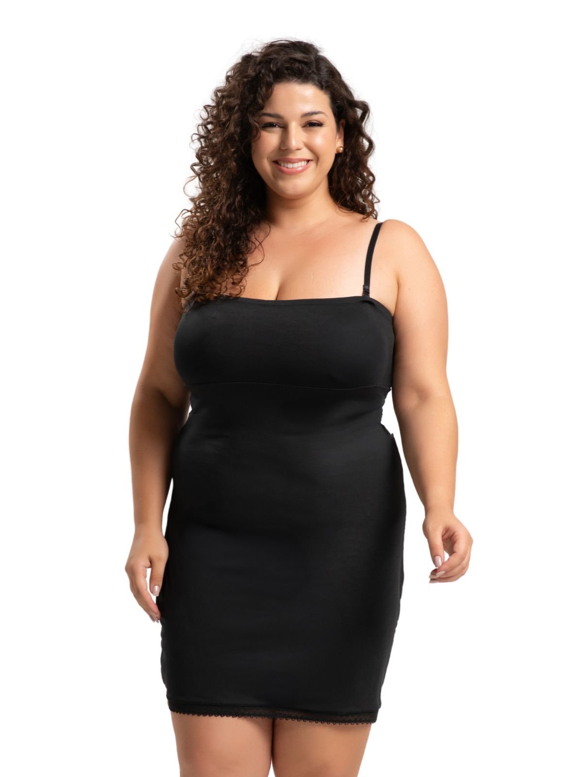 Combinete Anágua Vestido Plus Size Segunda Pele Tomara Que Caia Combinação Anágua Vestido Moda Evangélica Shanty Lingerie Preto